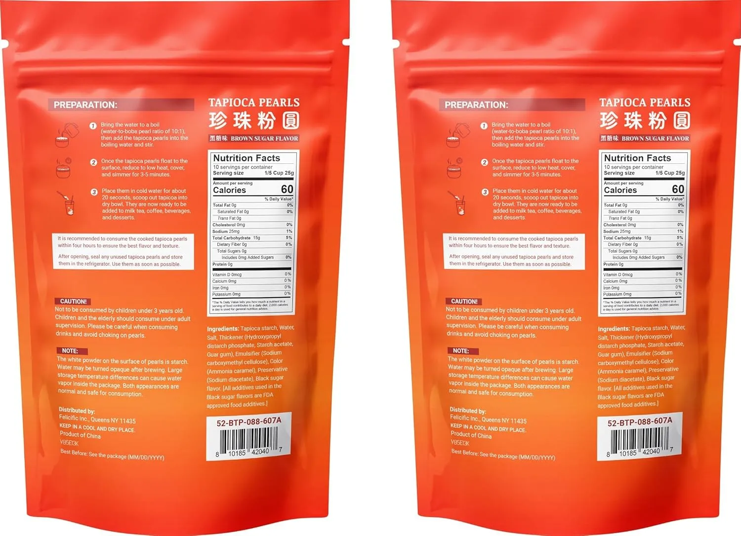 52USA Boba Tapioca Pearl, Black Sugar Flavor, Fresh Bubble Tea Pearl, 8.8 Oz (Pack of 2) – Ready in 5 Minutes, Soft & Chewy Black Tapioca Pearls for Milk Tea, Coffee, Smoothies & Desserts