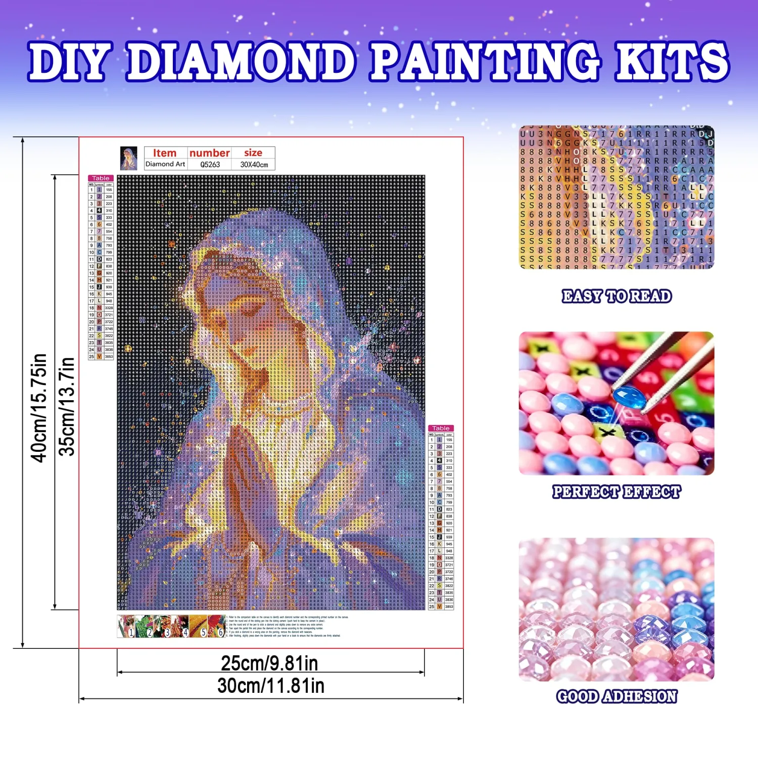 Leatrice 5D Religious Diamond Painting Kits for Adults 11.8x15.7 Inches