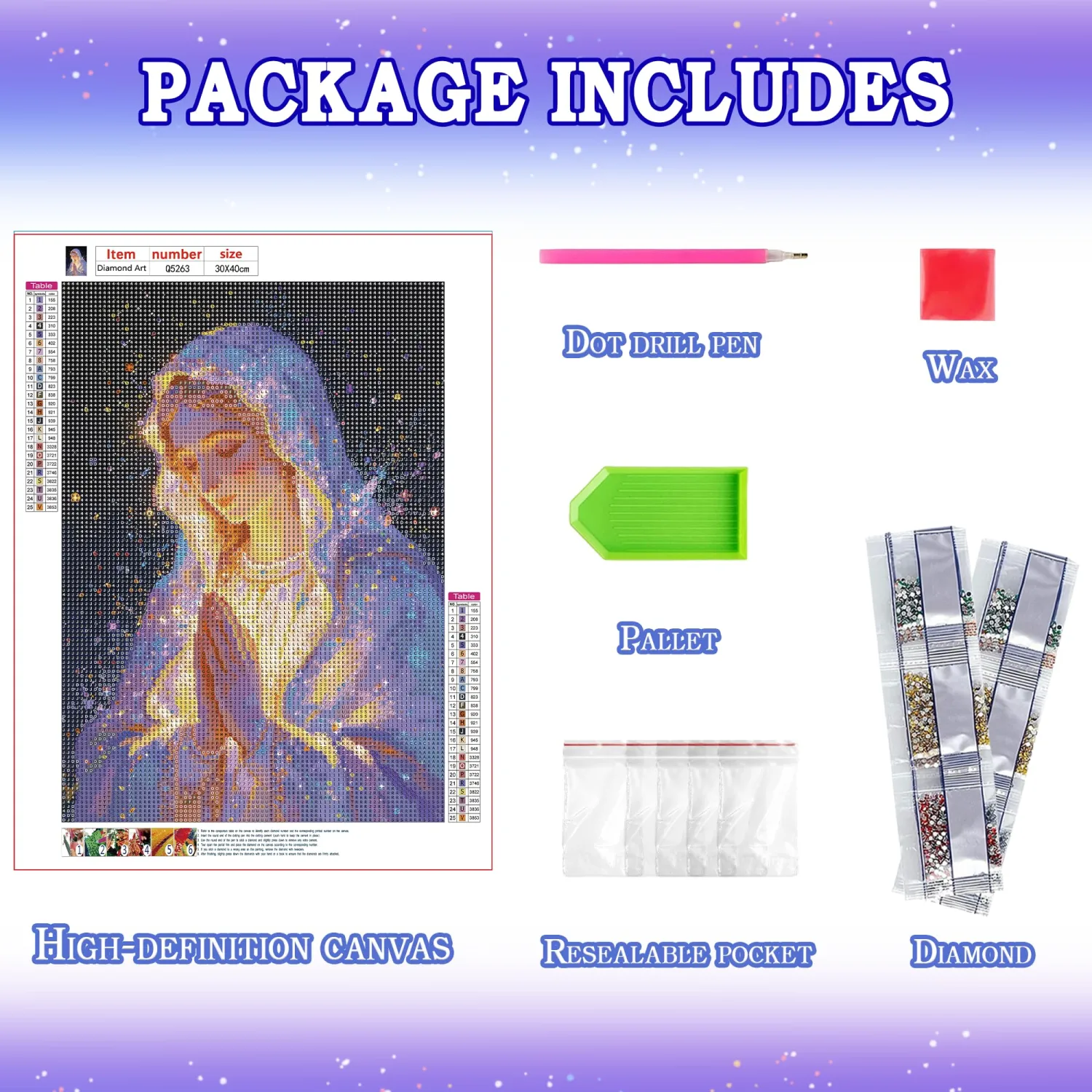Leatrice 5D Religious Diamond Painting Kits for Adults 11.8x15.7 Inches
