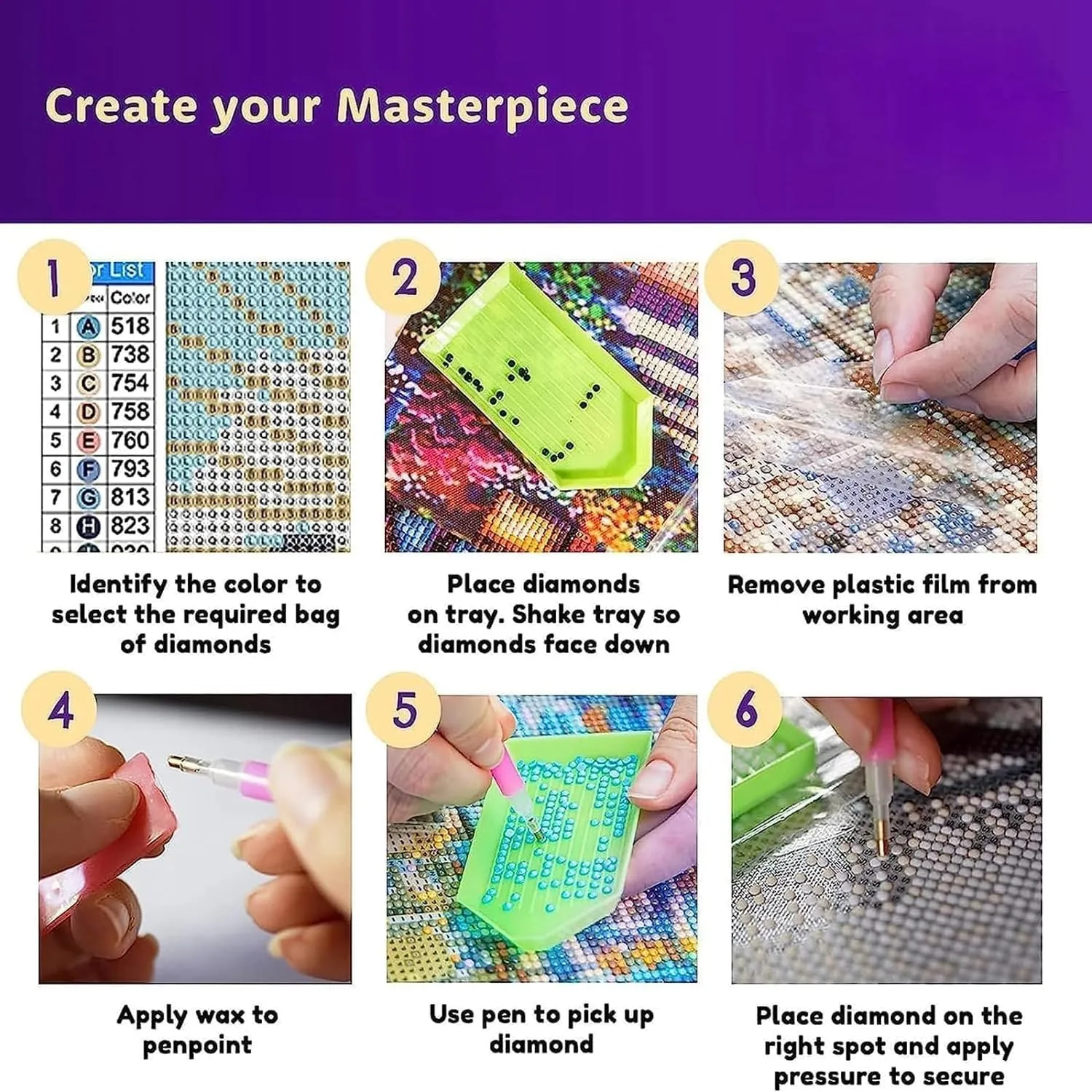 Leatrice 6 Pcs Landscape Diamond Painting Kits for Adults Diamond Art Kits