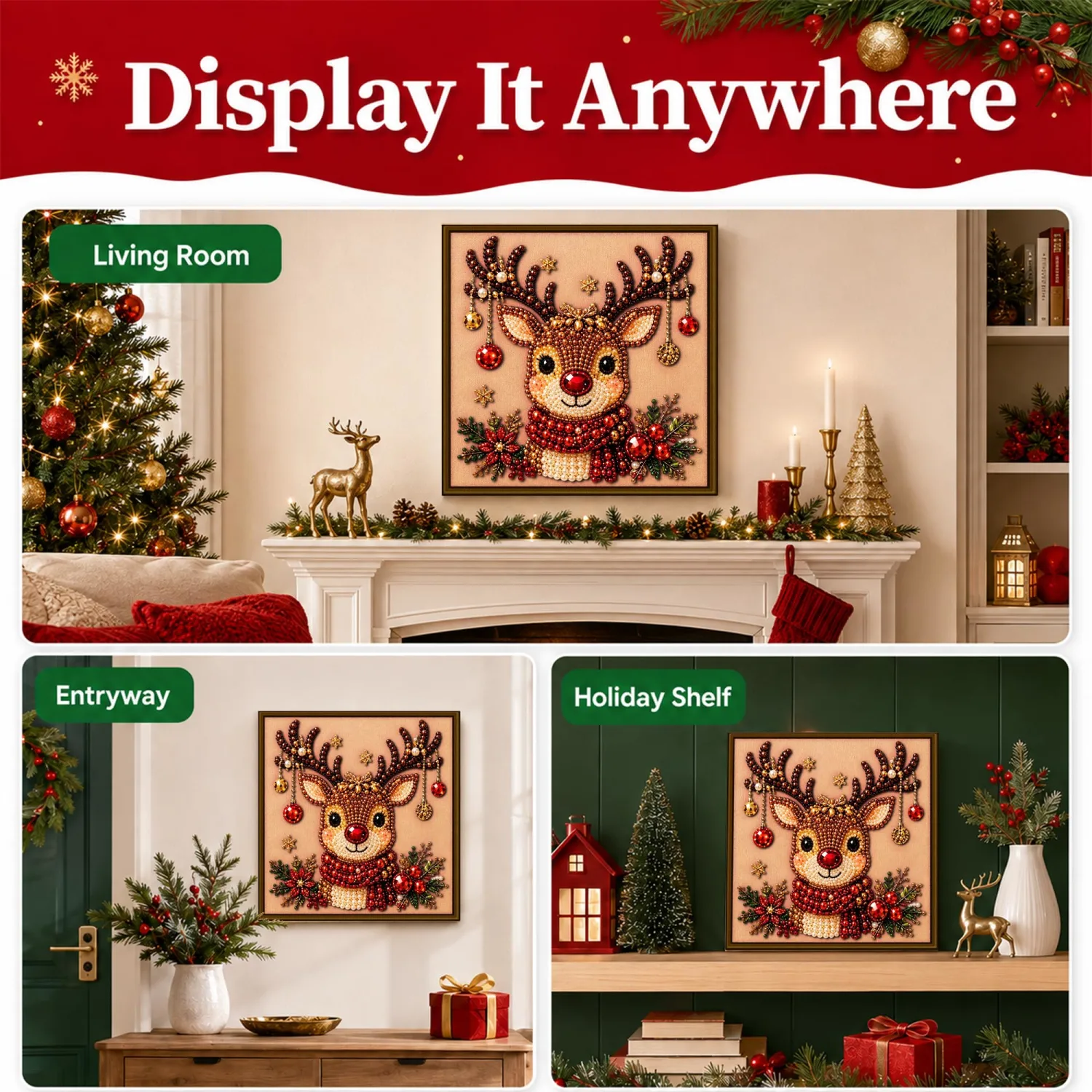 Leatrice Reindeer Pearl Art Kit for Adults and Beginners, Diamond Painting