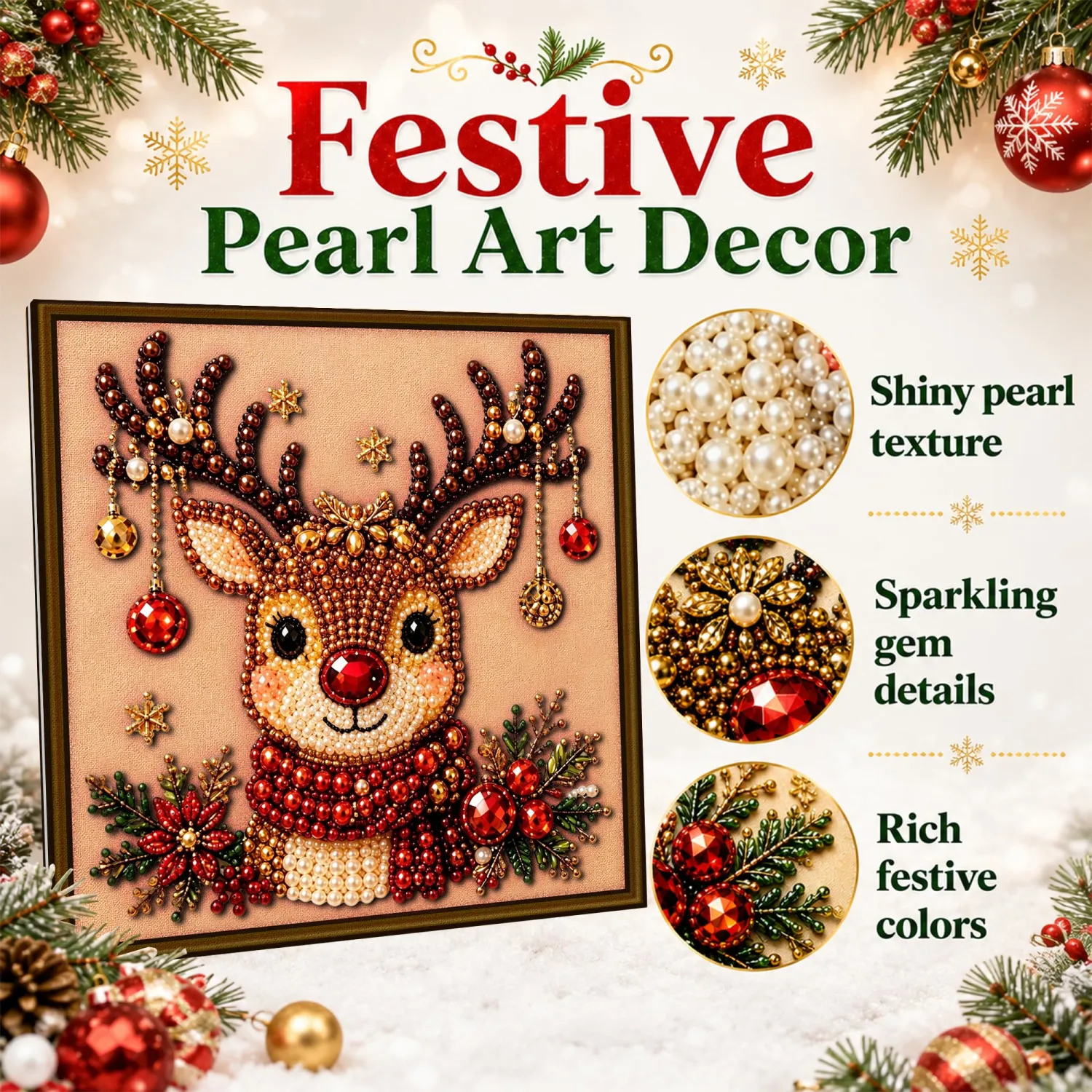 Leatrice Reindeer Pearl Art Kit for Adults and Beginners, Diamond Painting