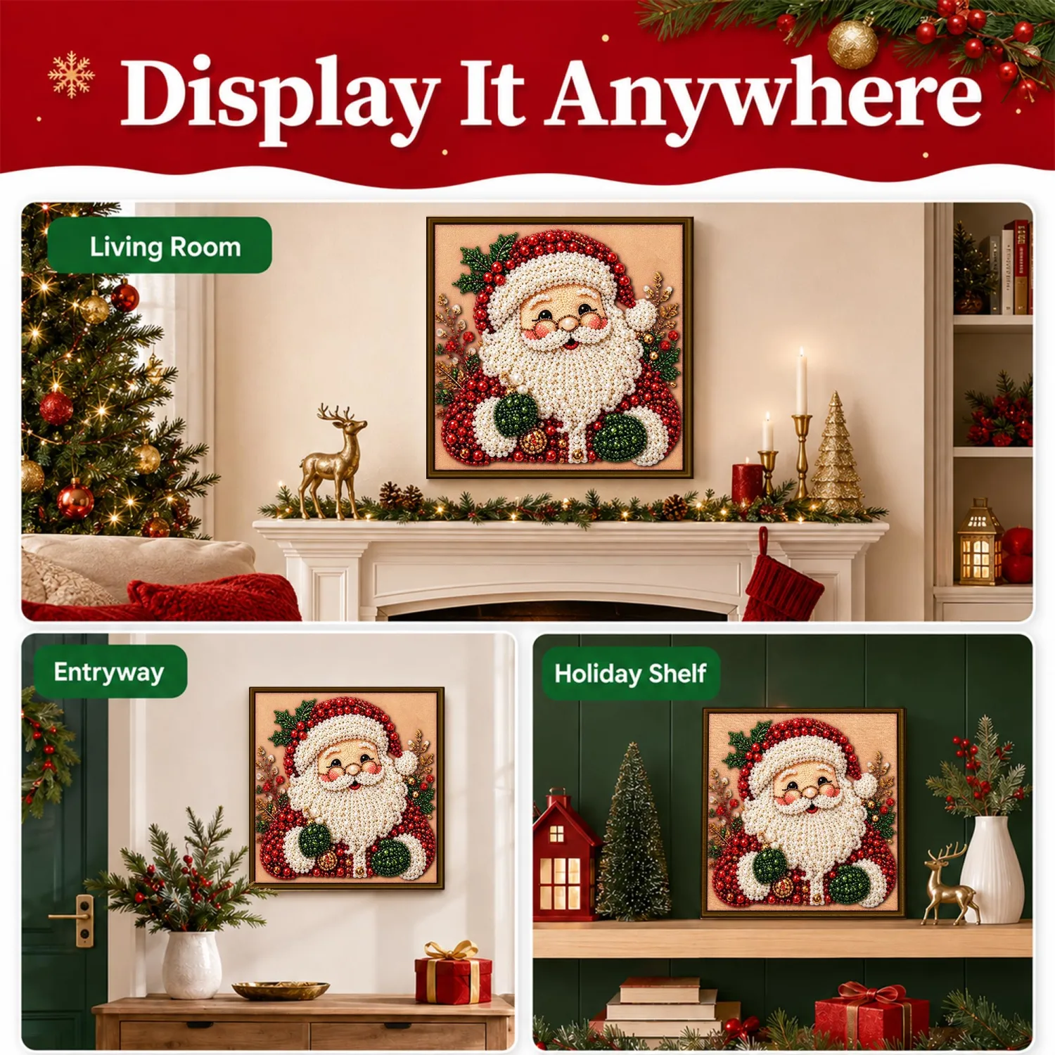 Leatrice Christmas Santa Pearl Diamond Art Kit for Adults and Beginners