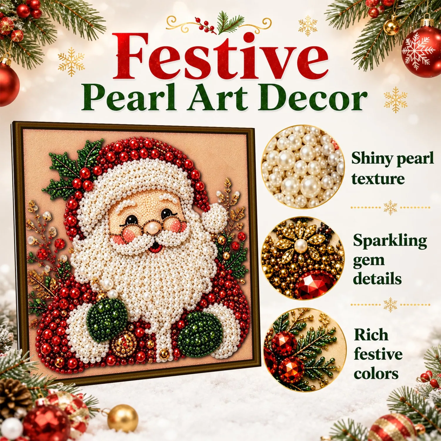 Leatrice Christmas Santa Pearl Diamond Art Kit for Adults and Beginners
