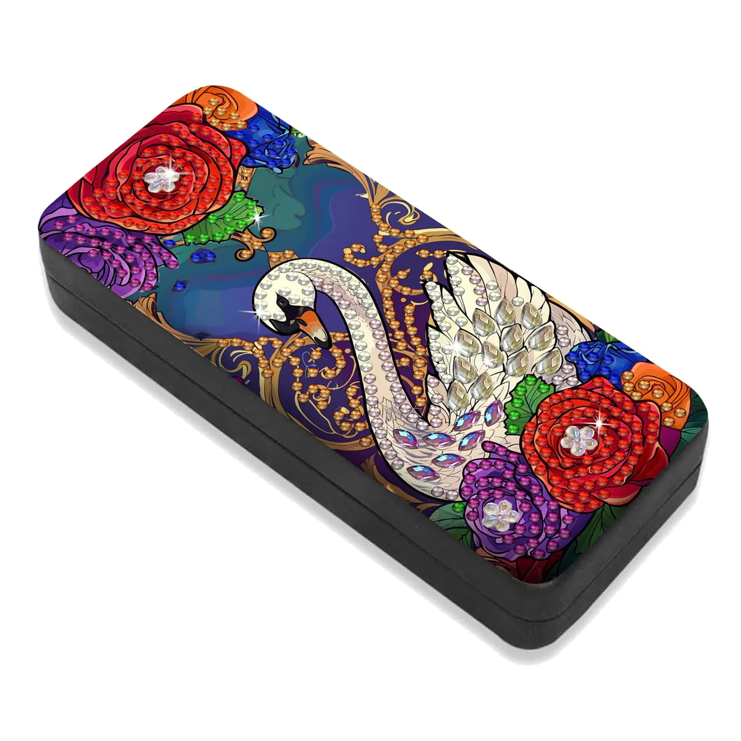 Leatrice Animal Diamond Art Kits for Adults Swan Dot Eyeglasses Case