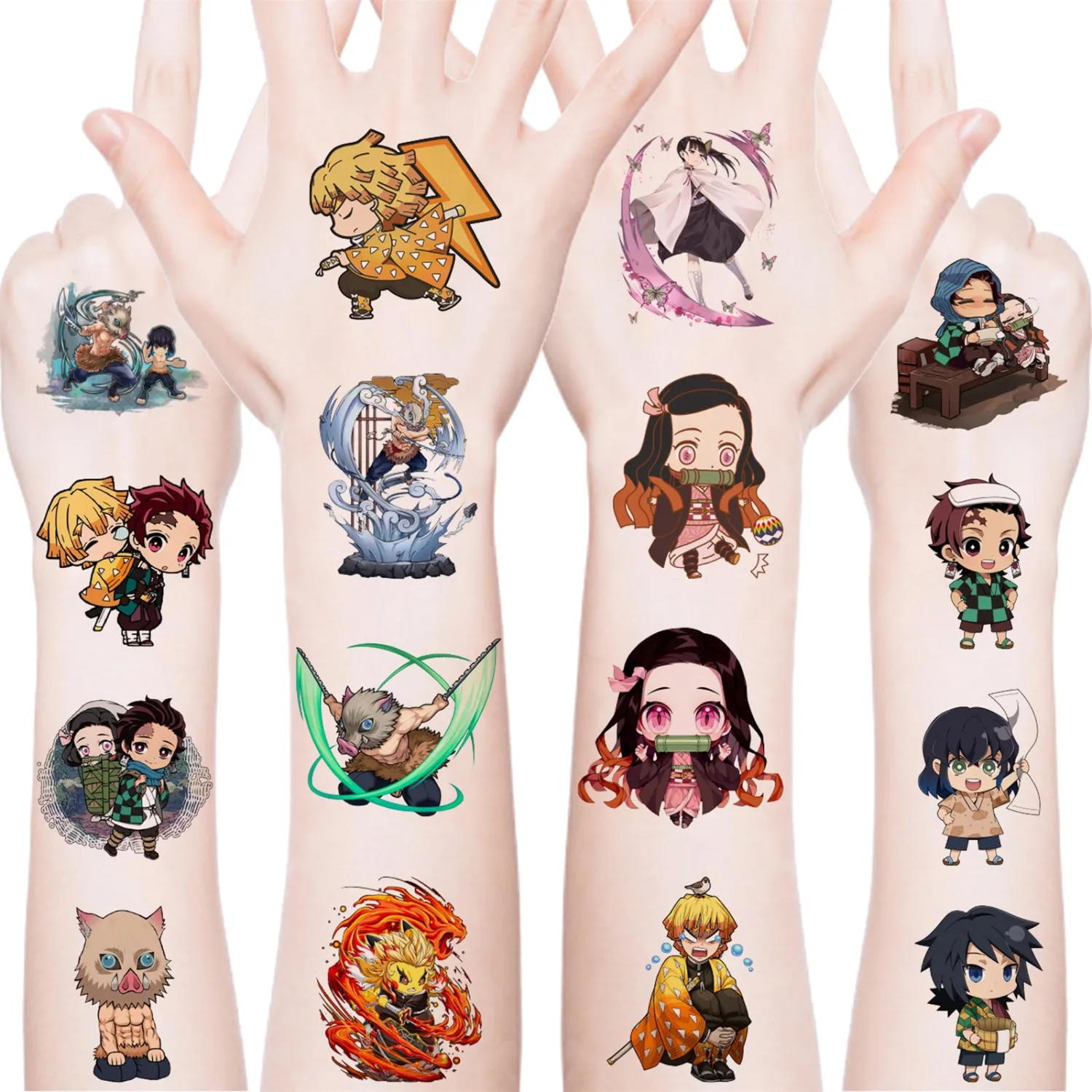 20PCS Cartoon Demon Slayer Temporary Tattoos Birthday Themed Party Supplies Decoration Favors Cartoon Anime Sticker for Kids Boys Home Activity Class Prizes Carnival Christmas Rewards (GM20)