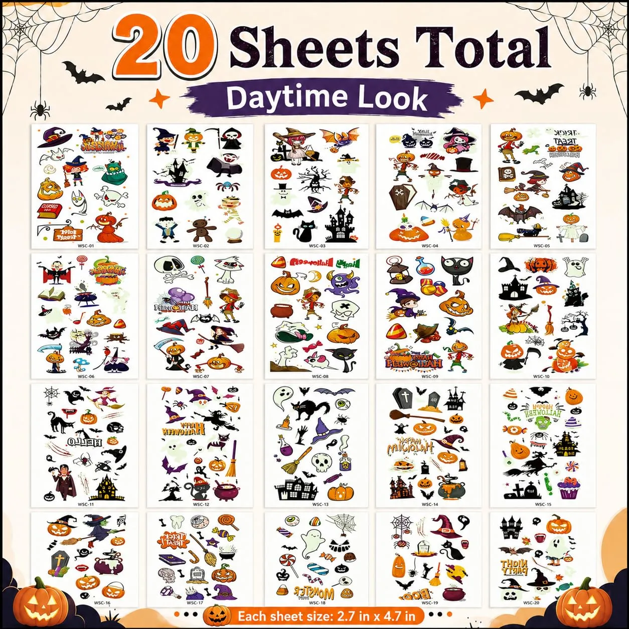 Glow in the Dark Halloween Temporary Tattoos 360 Pcs for Boys & Girls