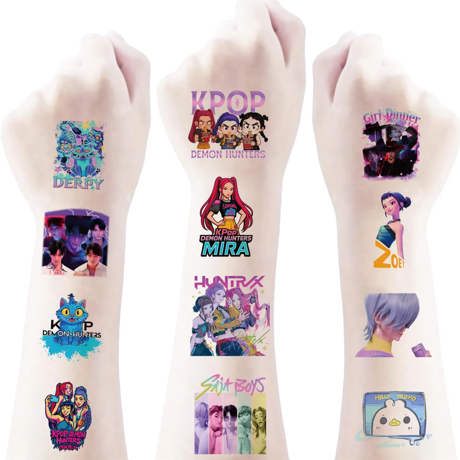 Korean Idol Demon Movie Hunters Temporary Tattoos for Kids,Cartoon Temporary Tattoos Gift For Fan Birthday Party Decorations for Girl Boys Home Activity Class Prizes Carnival