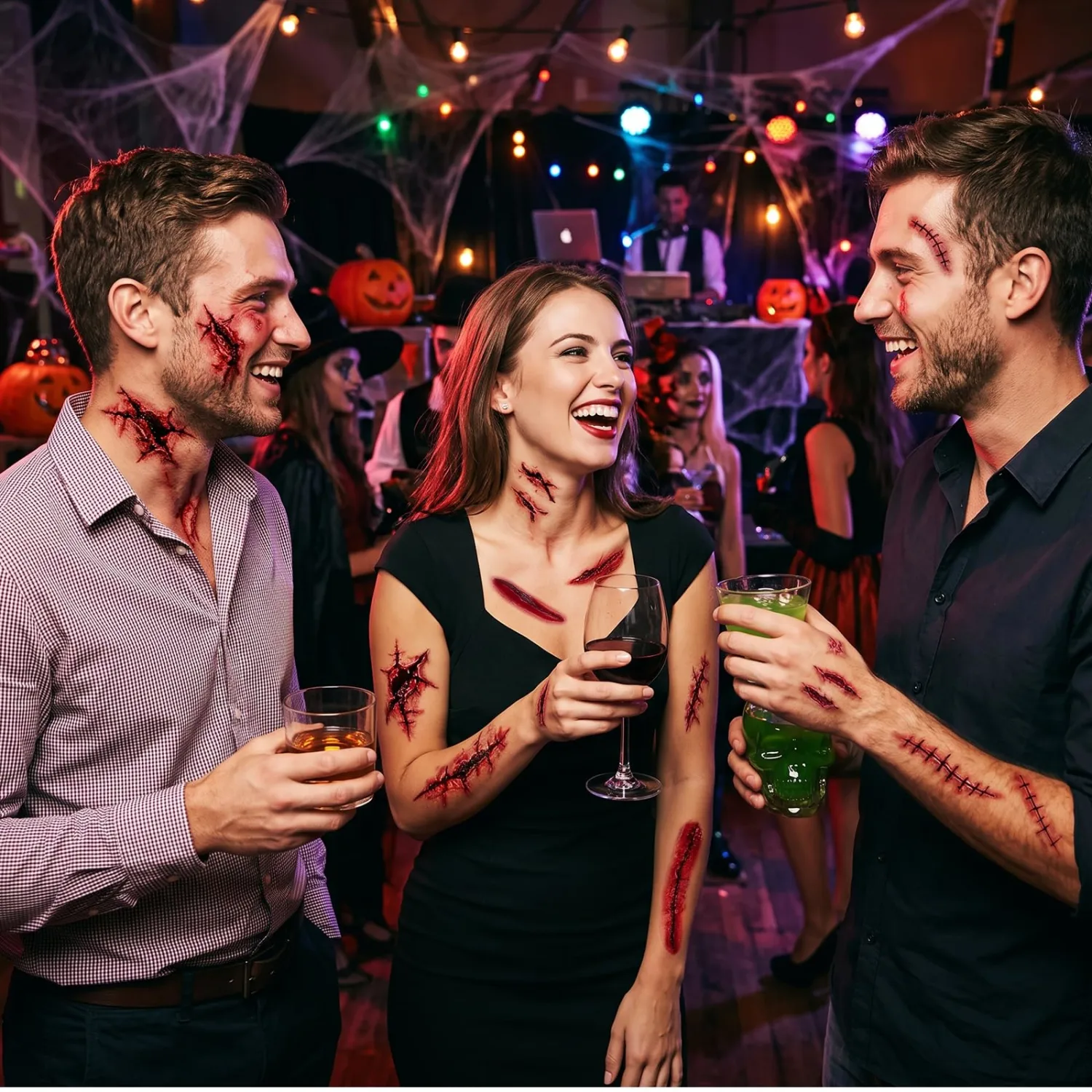 20 Sheets Halloween Fake Scar Wound Temporary Tattoos Makeup For Women Men