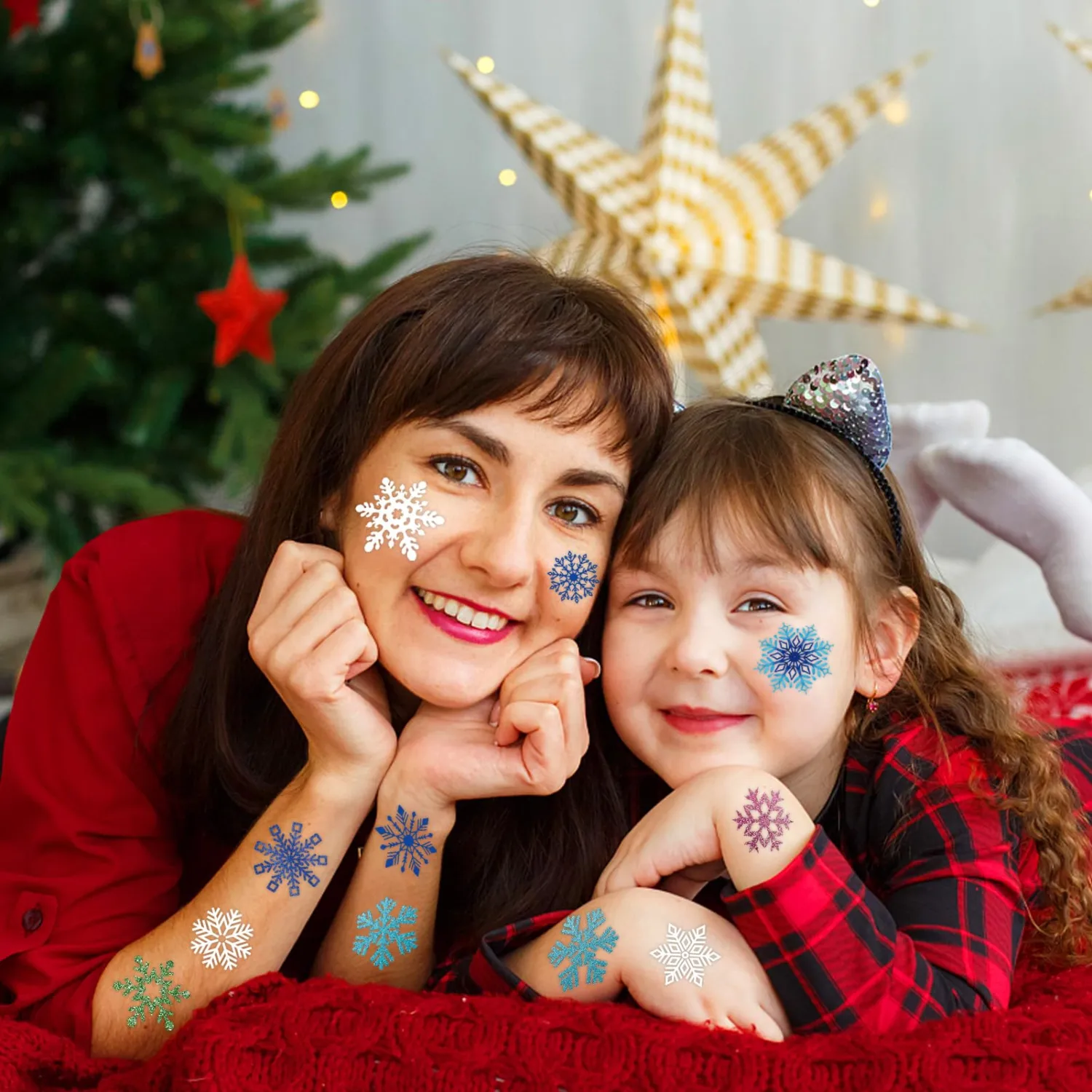 winthrop 96 Pcs Christmas Snowflake Temporary Tattoos for Kids