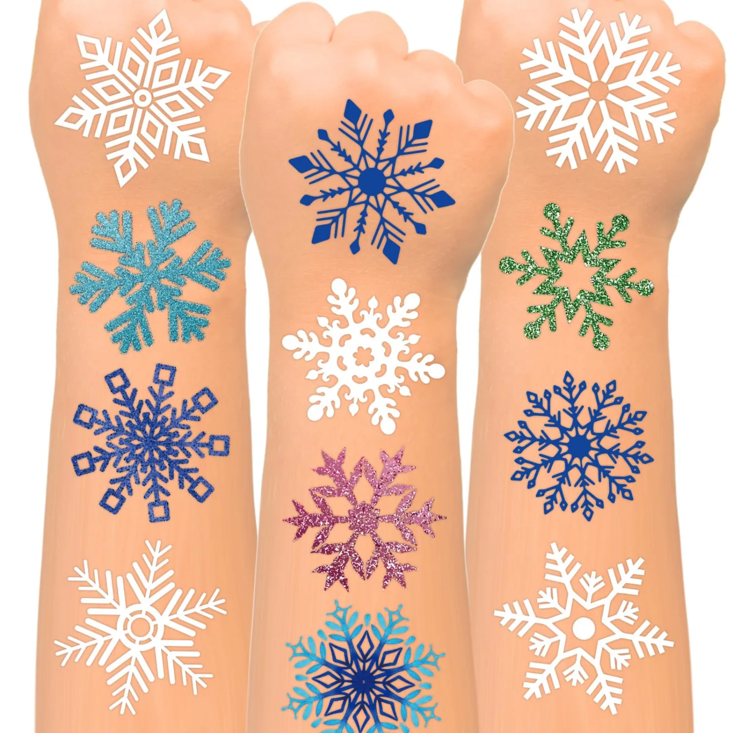 winthrop 96 Pcs Christmas Snowflake Temporary Tattoos for Kids