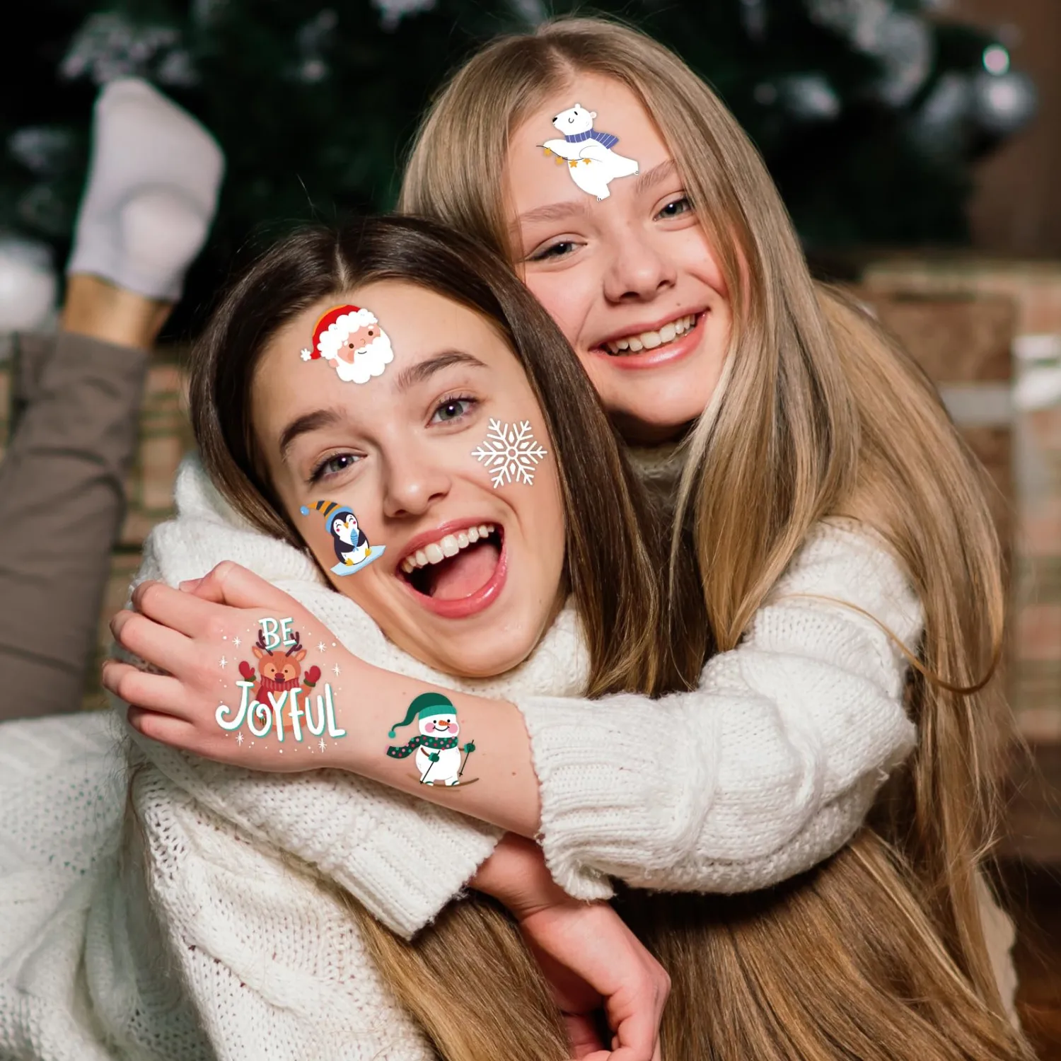 winthrop 96 Pcs Winter Temporary Tattoos, Pre-Cut Winter Tattoos, Christmas Party Favors, Holiday Goody Bag Stuffers, Party makeup (For ages 12+)