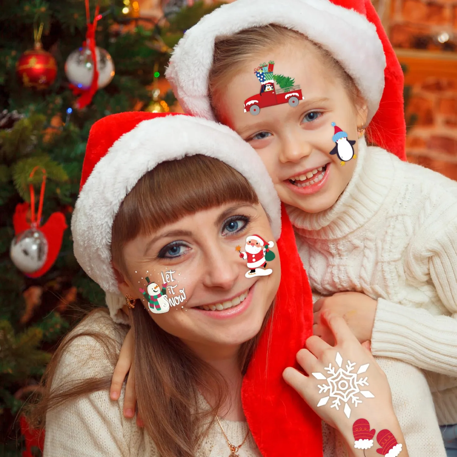 winthrop 96 Pcs Winter Temporary Tattoos, Pre-Cut Winter Tattoos, Christmas Party Favors, Holiday Goody Bag Stuffers, Party makeup (For ages 12+)