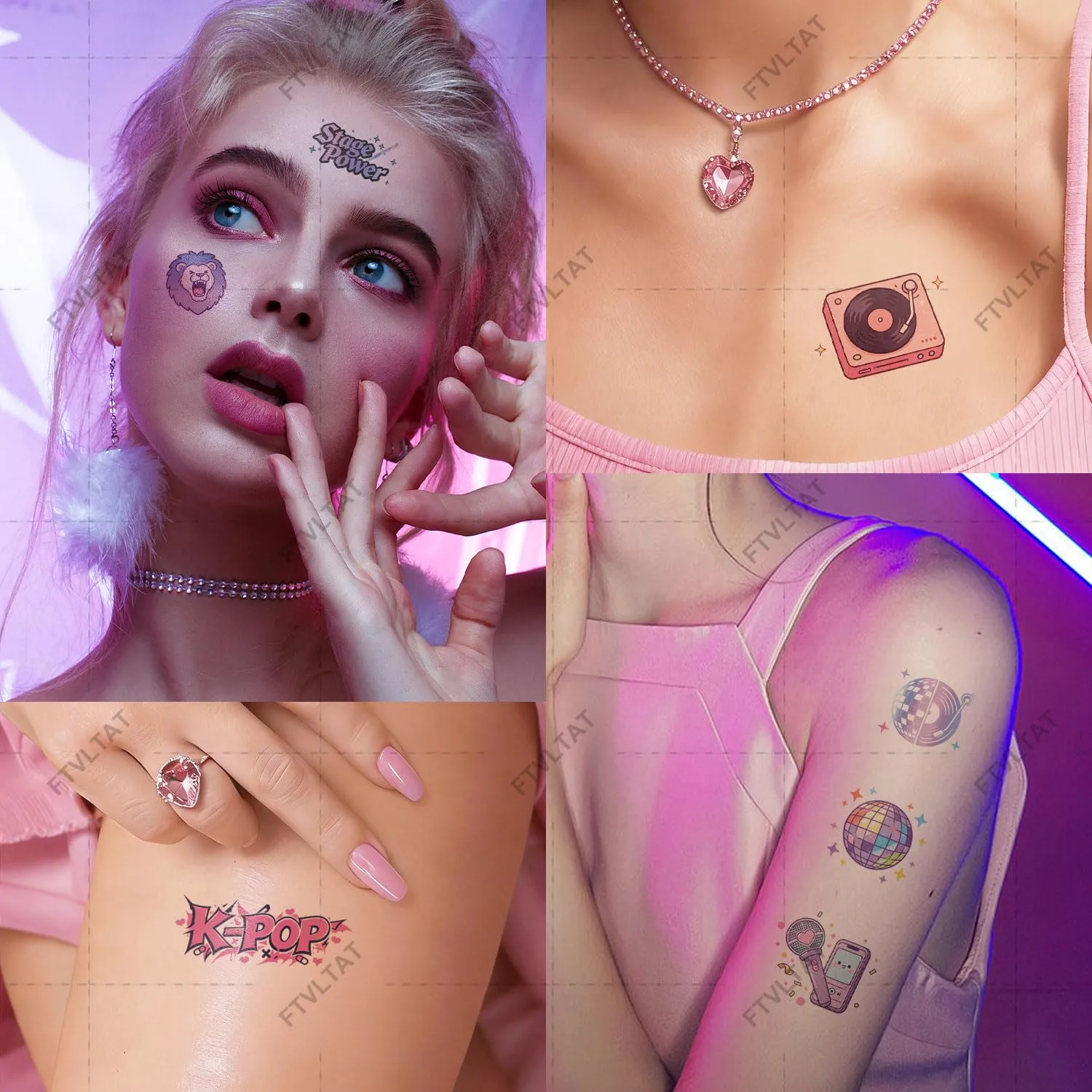 15 Sheets Kpop Temporary Tattoos Pop Star Body Art Stickers