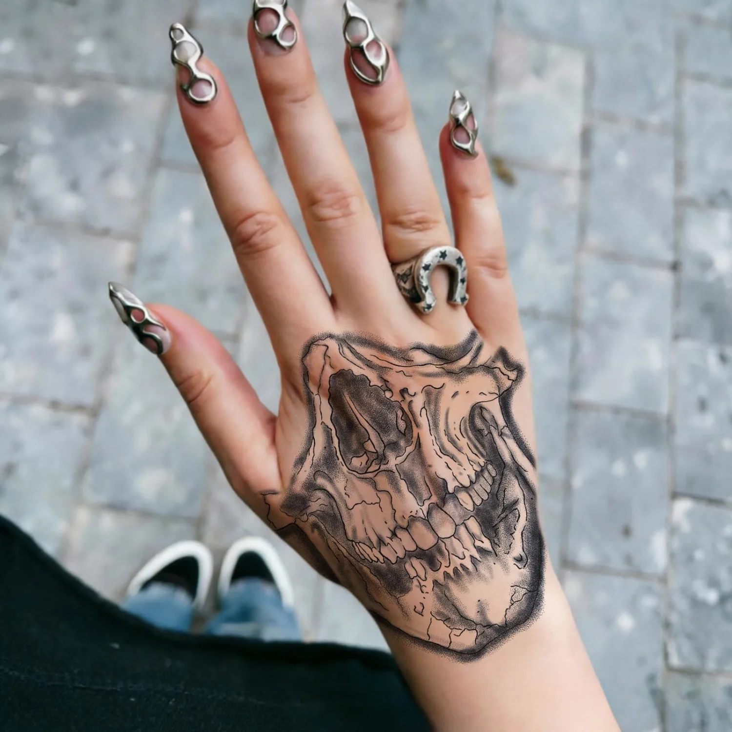 Skull Semi Permanent Temporary Tattoos for Halloween Hand