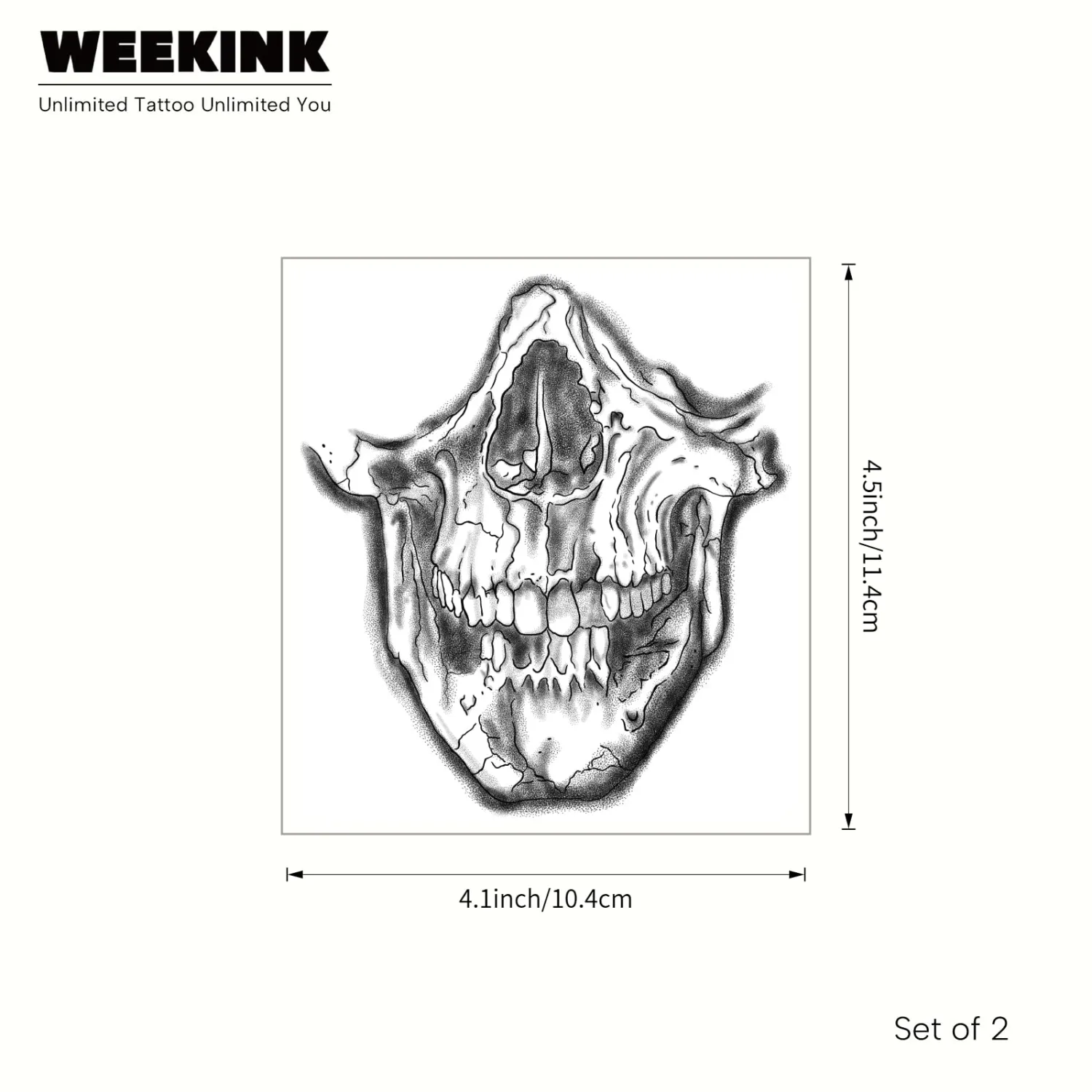 Skull Semi Permanent Temporary Tattoos for Halloween Hand