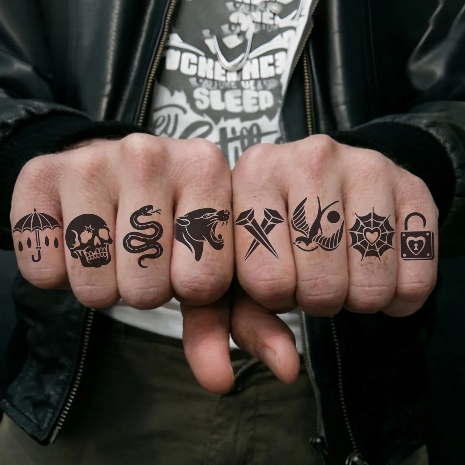 Gangster Semi Permanent Temporary Tattoos for Fingers