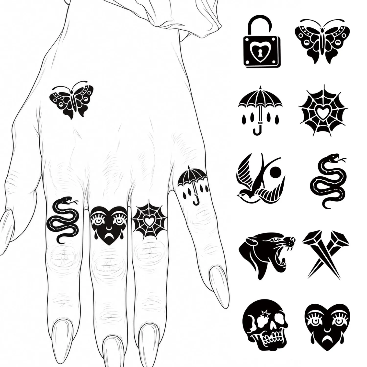 Gangster Semi Permanent Temporary Tattoos for Fingers