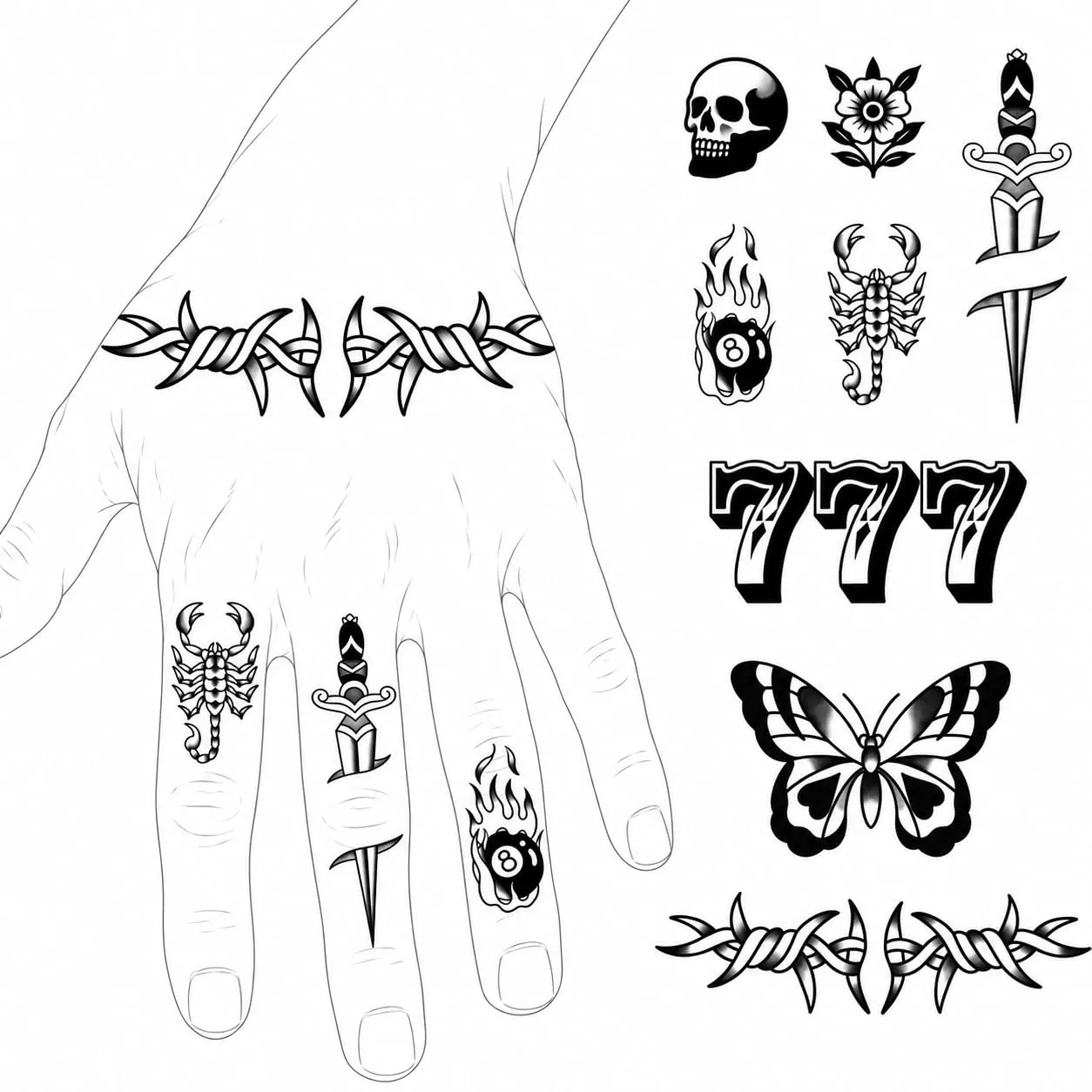 Gangster Semi Permanent Temporary Tattoos for Men