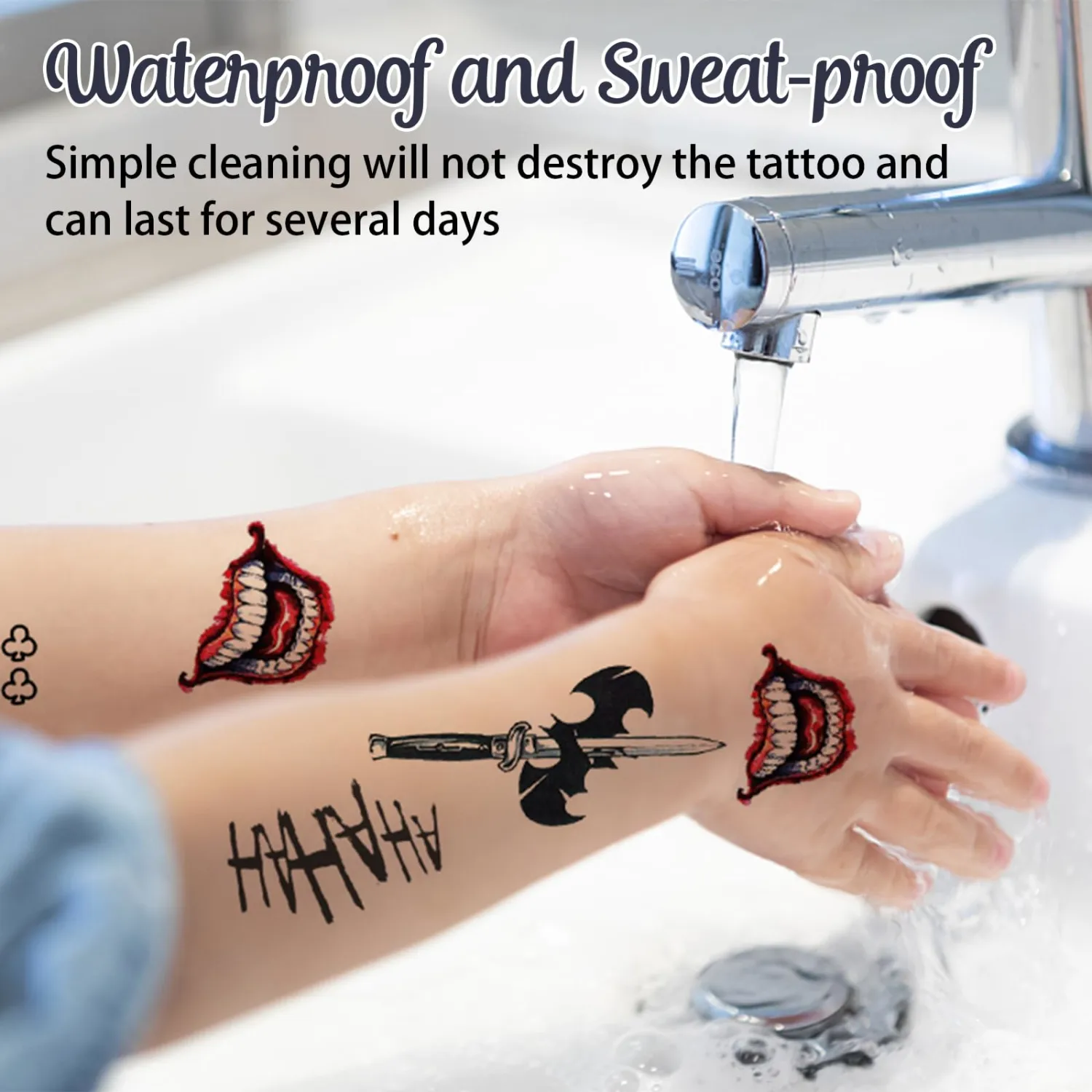 Joker Tattoos 4 Sheets, Halloween Temporary Tattoos Stickers Adults