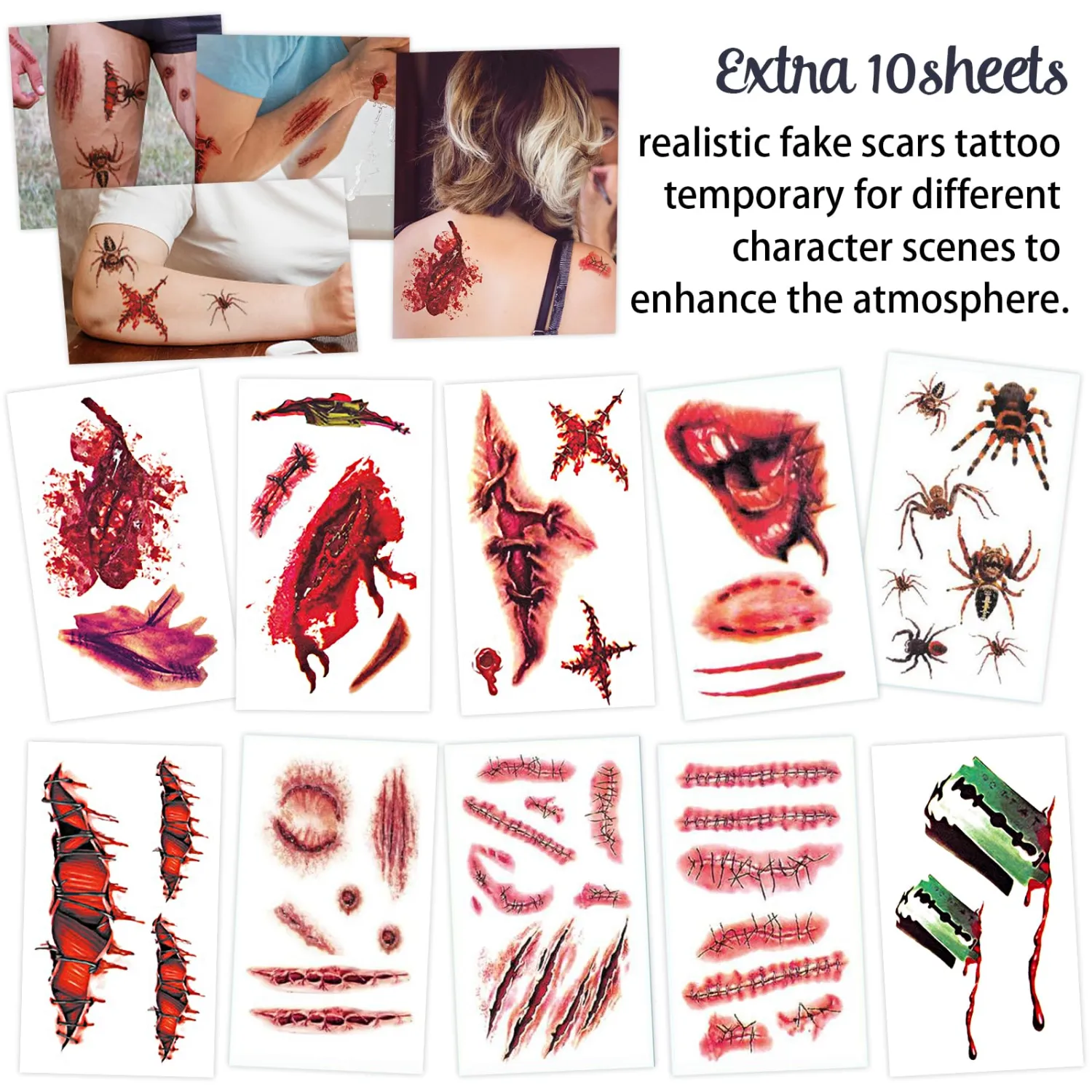 18 Sheets Joker HQ Tattoos, Realistic Halloween Temporary Tattoos Adult