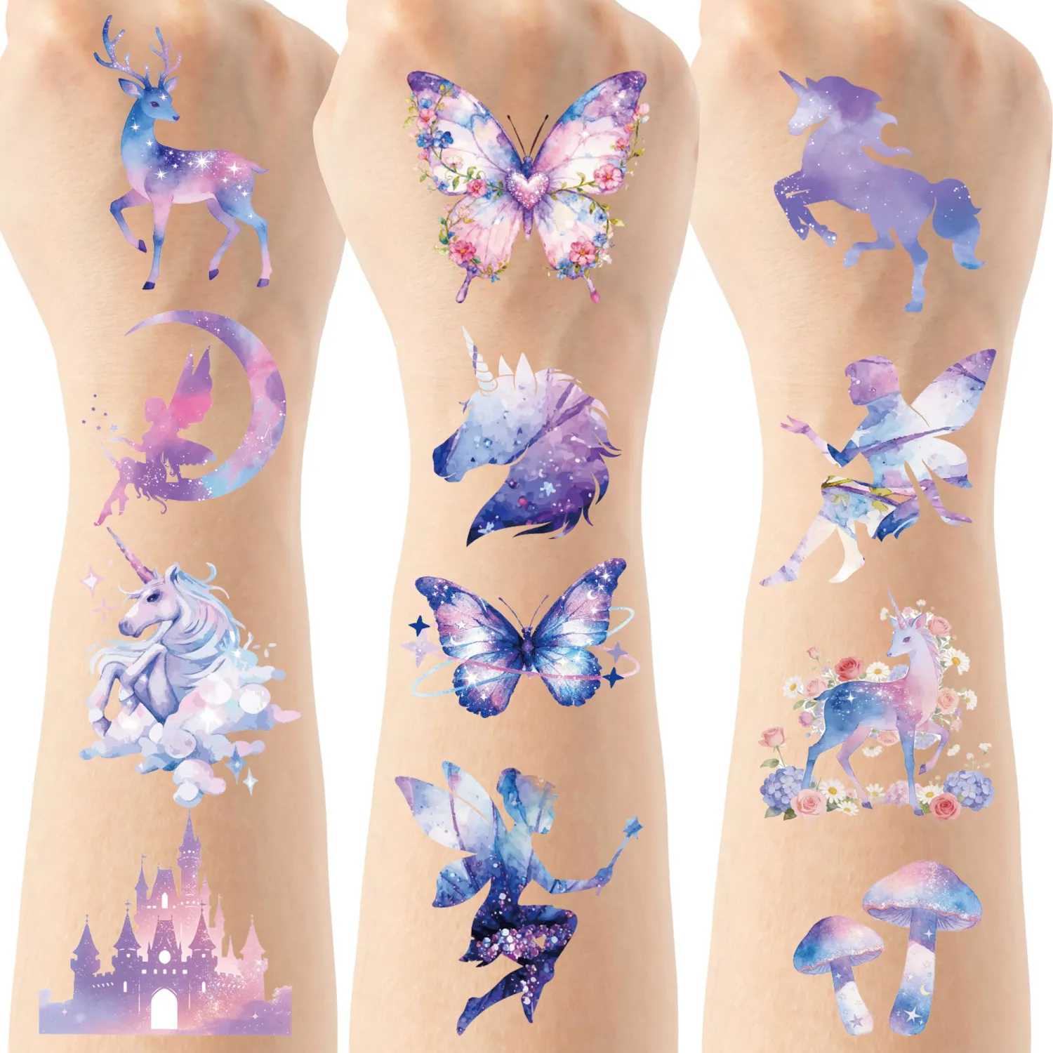 Over 200 Magic Fairy Tale Temporary Tattoos, 8 Sheets