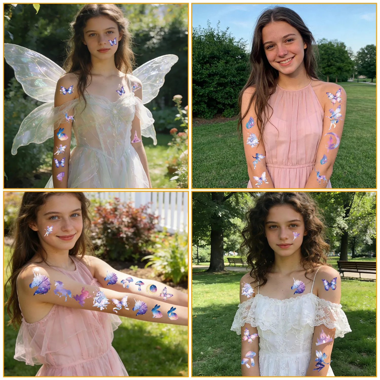 Over 200 Magic Fairy Tale Temporary Tattoos, 8 Sheets