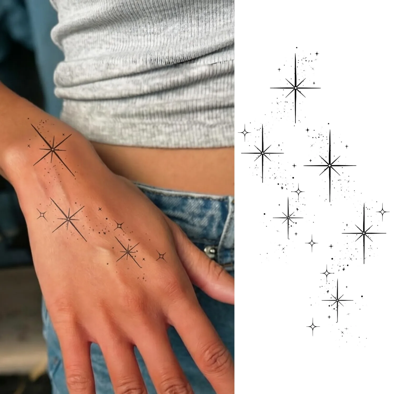Sparkle Star Trail Temporary Tattoos for Women