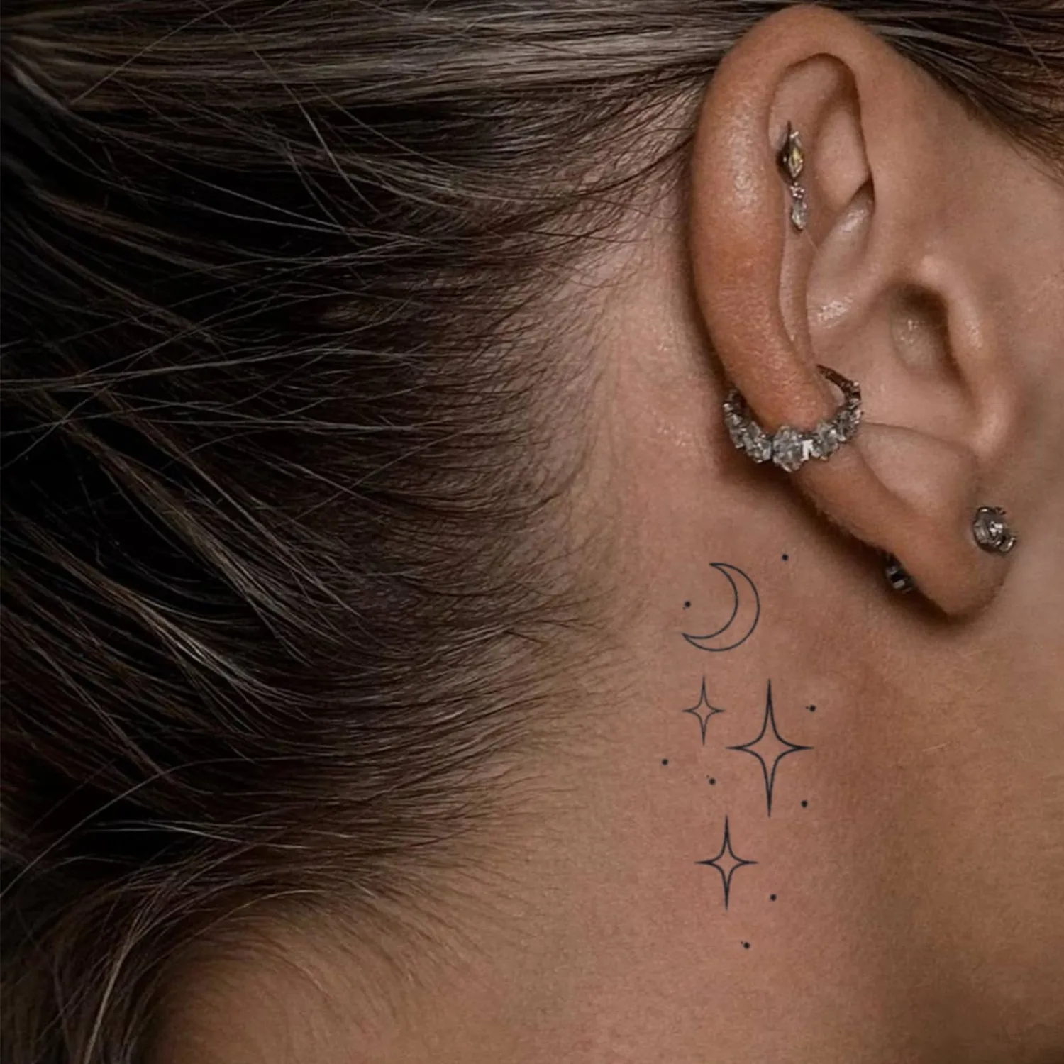 Sparkle Star Temporary Tattoos Celestial Sun Moon Fake Tattoo
