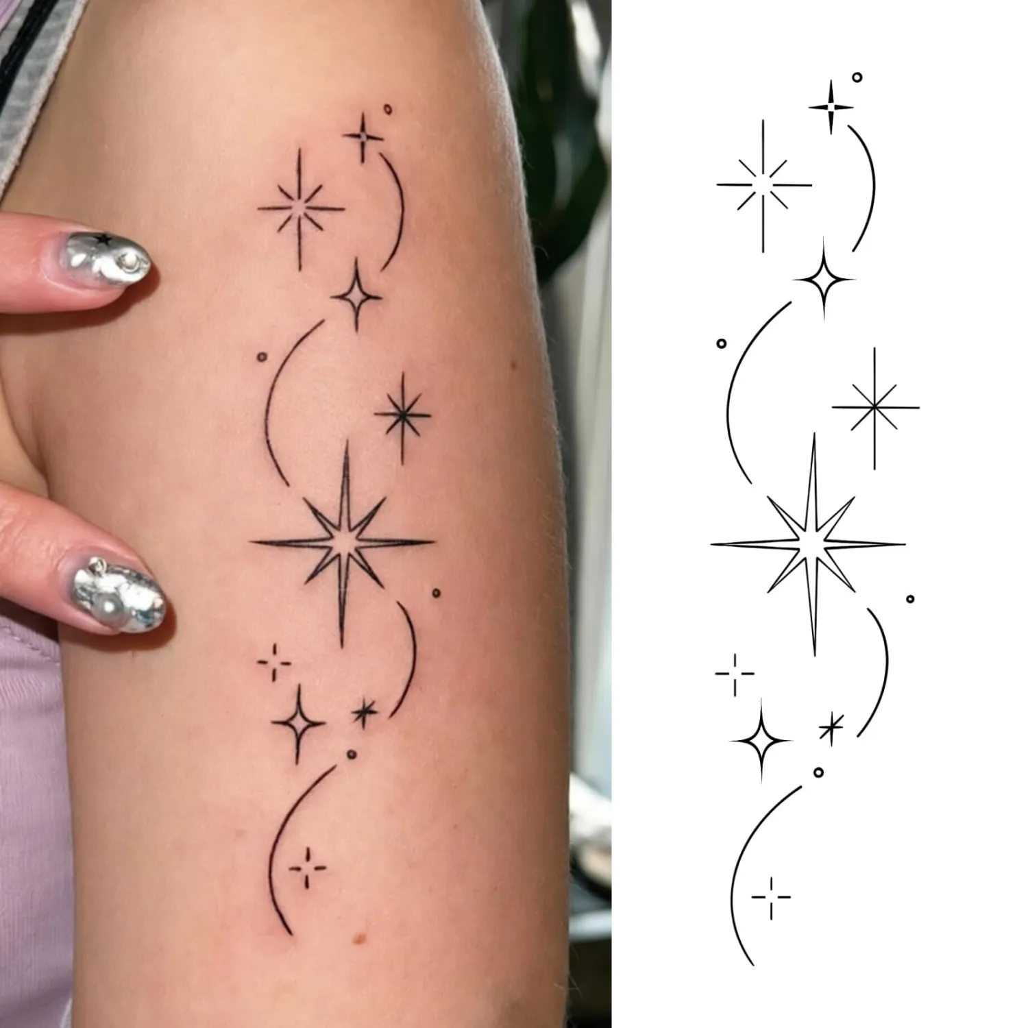 Star Celestial North Star Semi Permanent Temporary Tattoo for Women