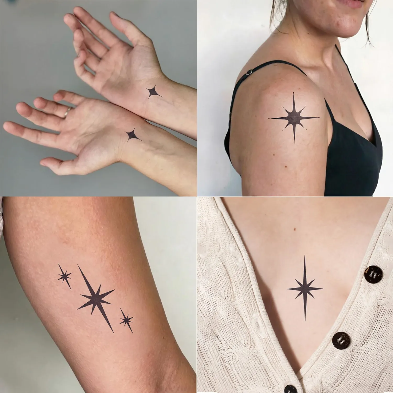 Sparkle Star Semi Permanent Temporary Tattoo Sternum for Men Women