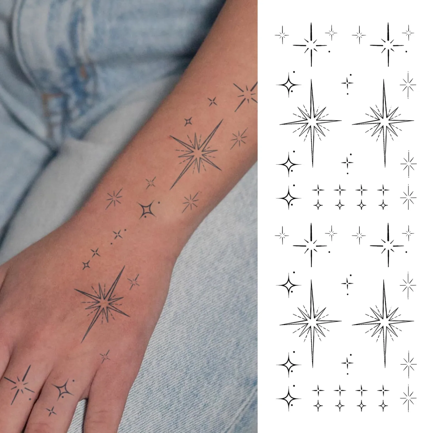 Star Temporary Tattoo Twinkle Celestial Semi Permanent Tattoos