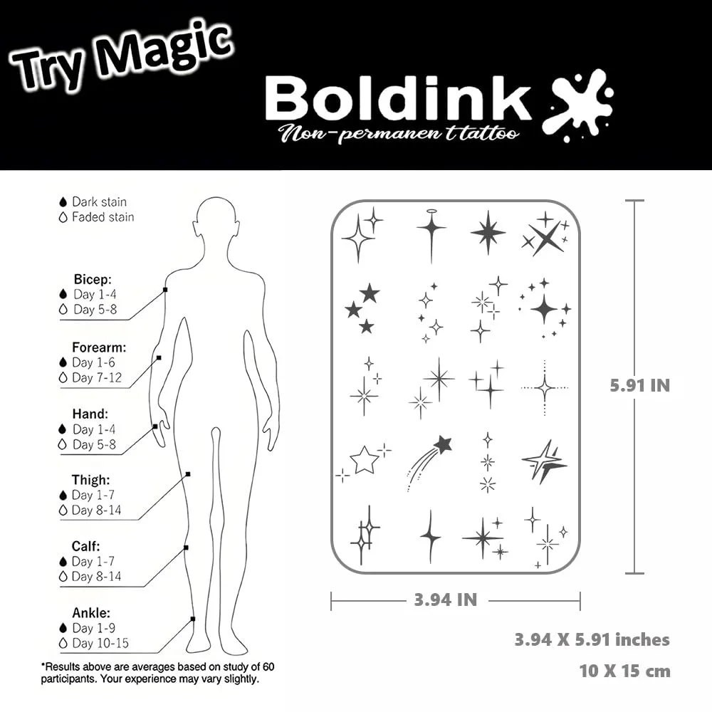Small Star Fake Tattoos for Adults Finger Hand Meteor Temporary Tattoos