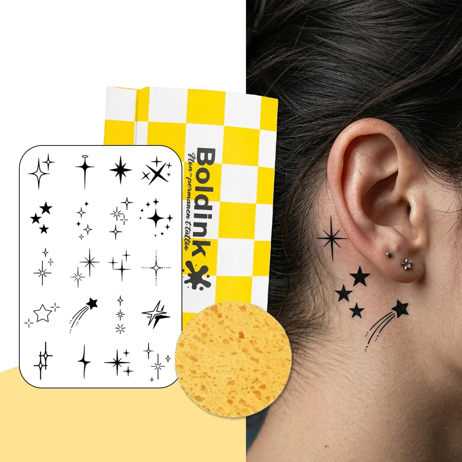 Small Star Fake Tattoos for Adults Finger Hand Meteor Temporary Tattoos