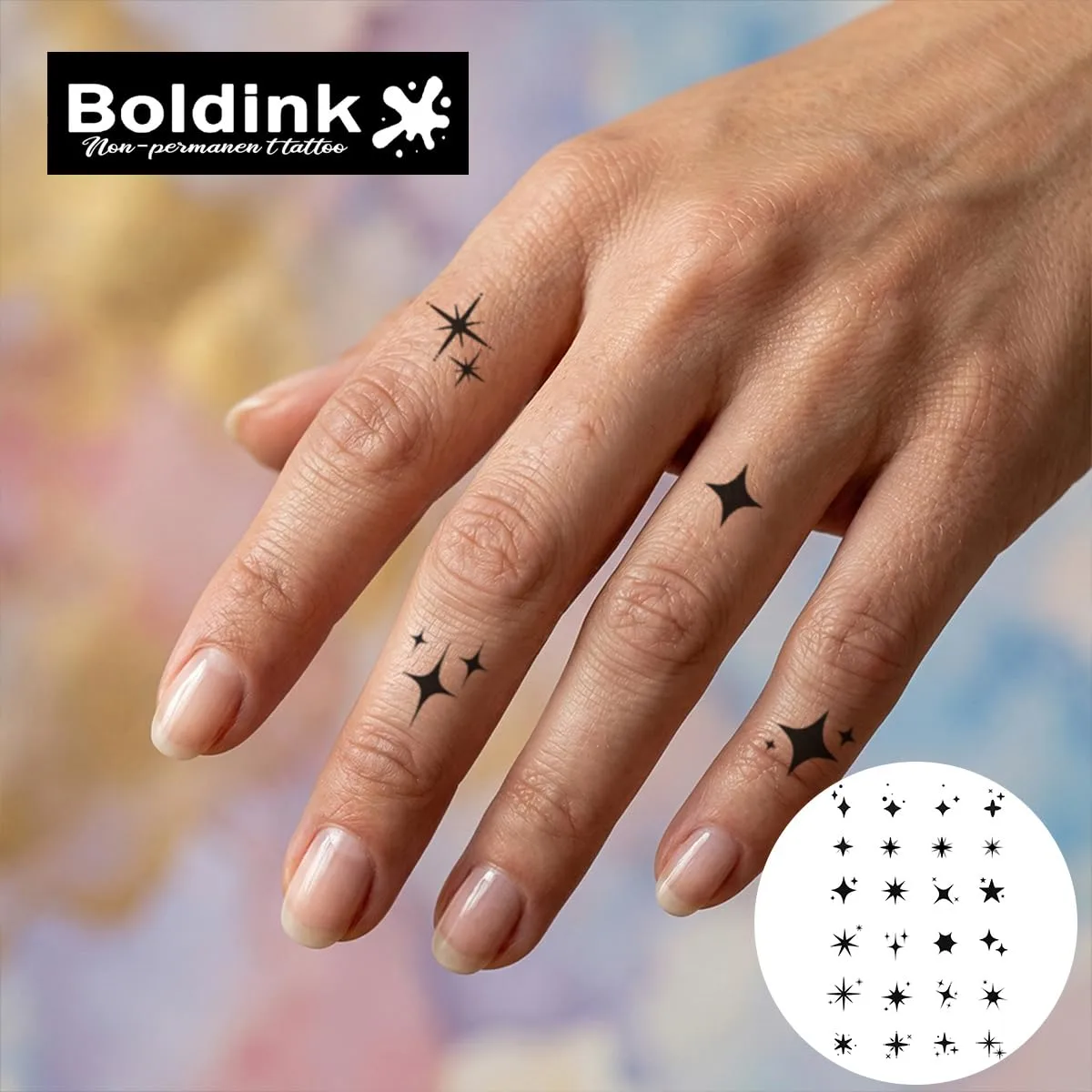 Tiny Star Temporary Tattoos for Adults,Small Fake Tattoos for Finger Hands