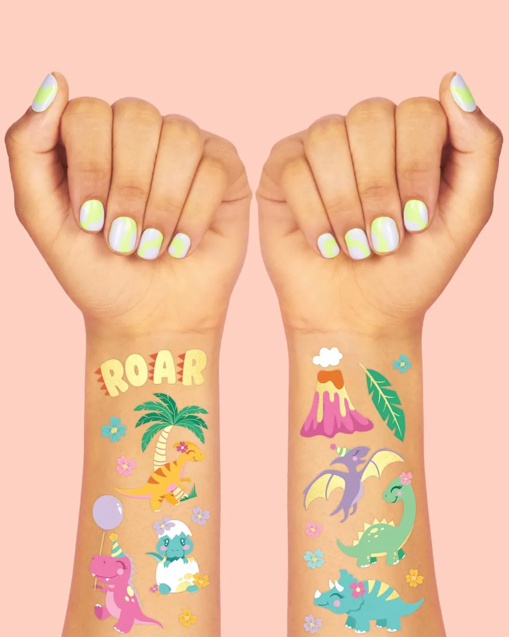 xo, Fetti 38pc Dinosaur Temporary Tattoos | Kids Party Birthday T-rex