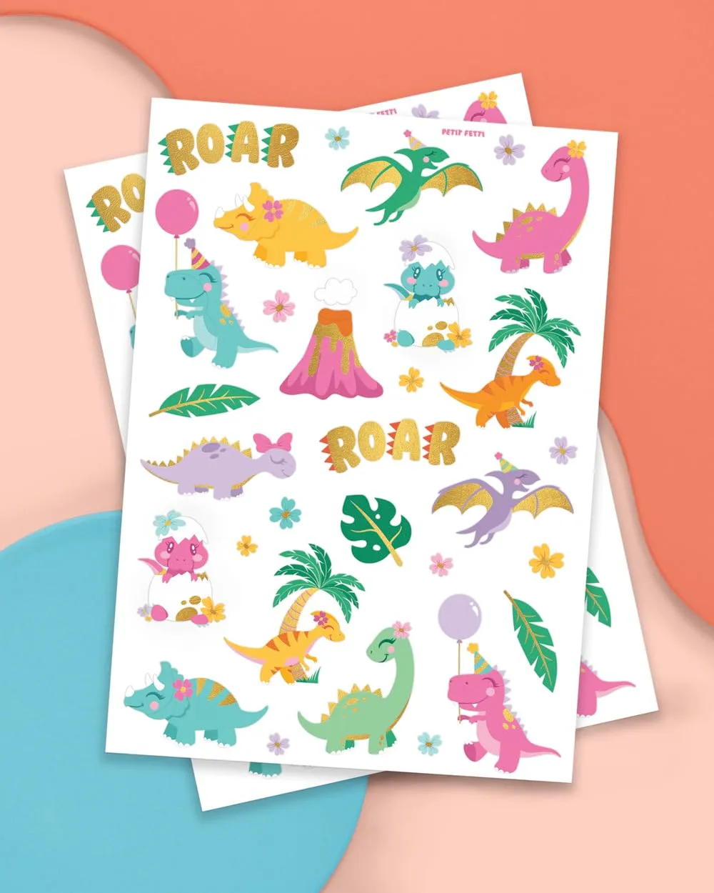 xo, Fetti 38pc Dinosaur Temporary Tattoos | Kids Party Birthday T-rex