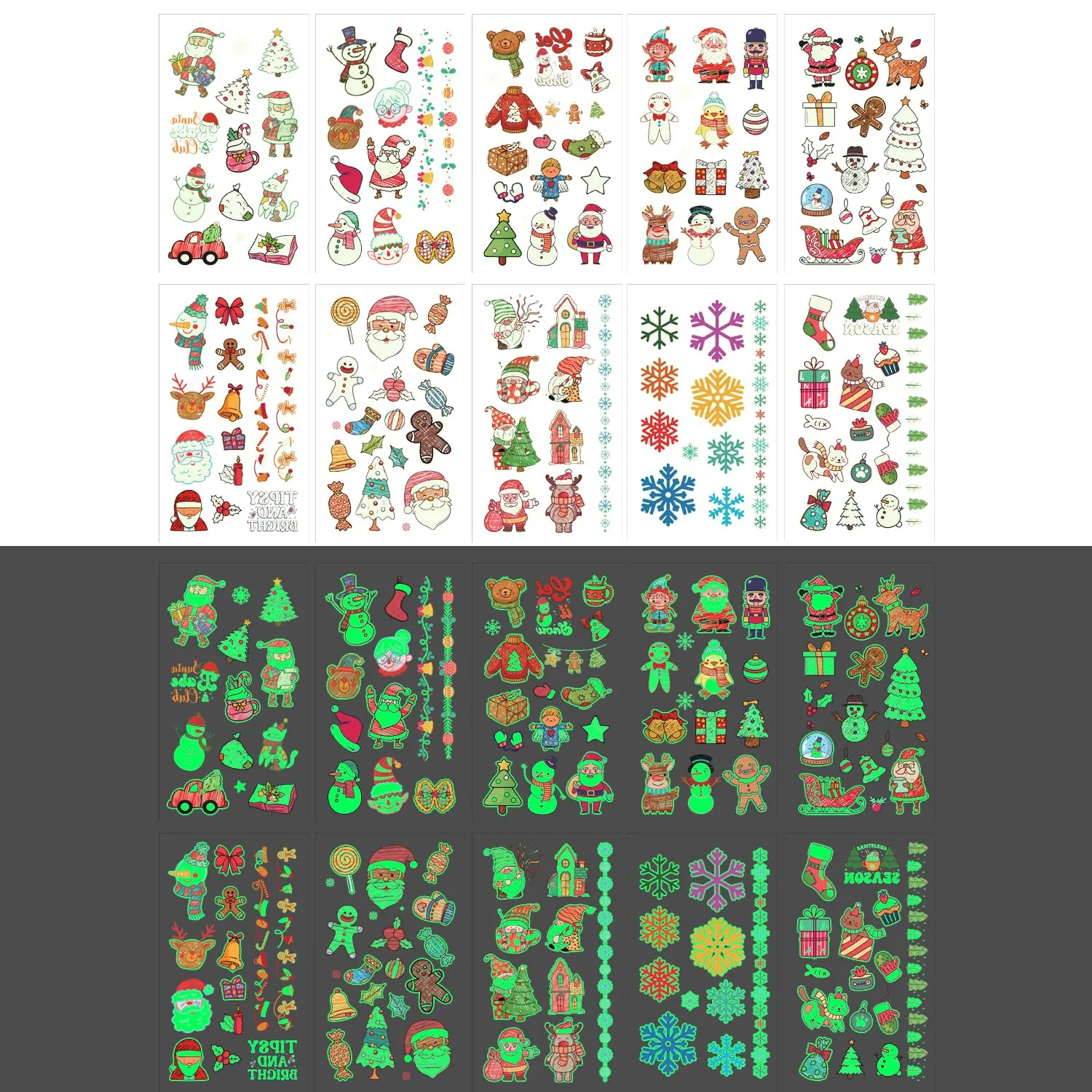 100pcs Christmas Temporary Tattoos Stickers,100 Pieces Christmas Fake Tattoo Stickers for Kids,Christmas Party Favor Birthday Decorations