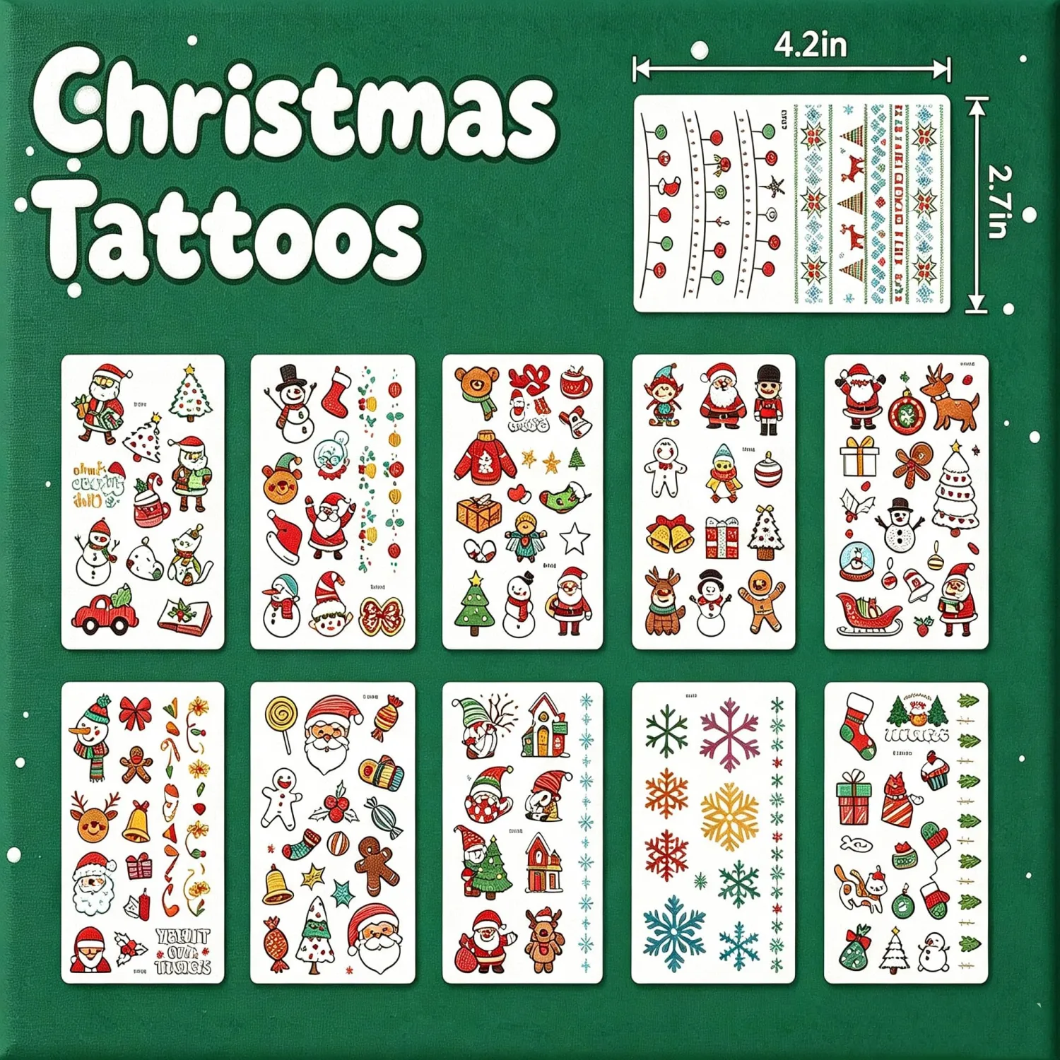 100pcs Christmas Temporary Tattoos Stickers,100 Pieces Christmas Fake Tattoo Stickers for Kids,Christmas Party Favor Birthday Decorations