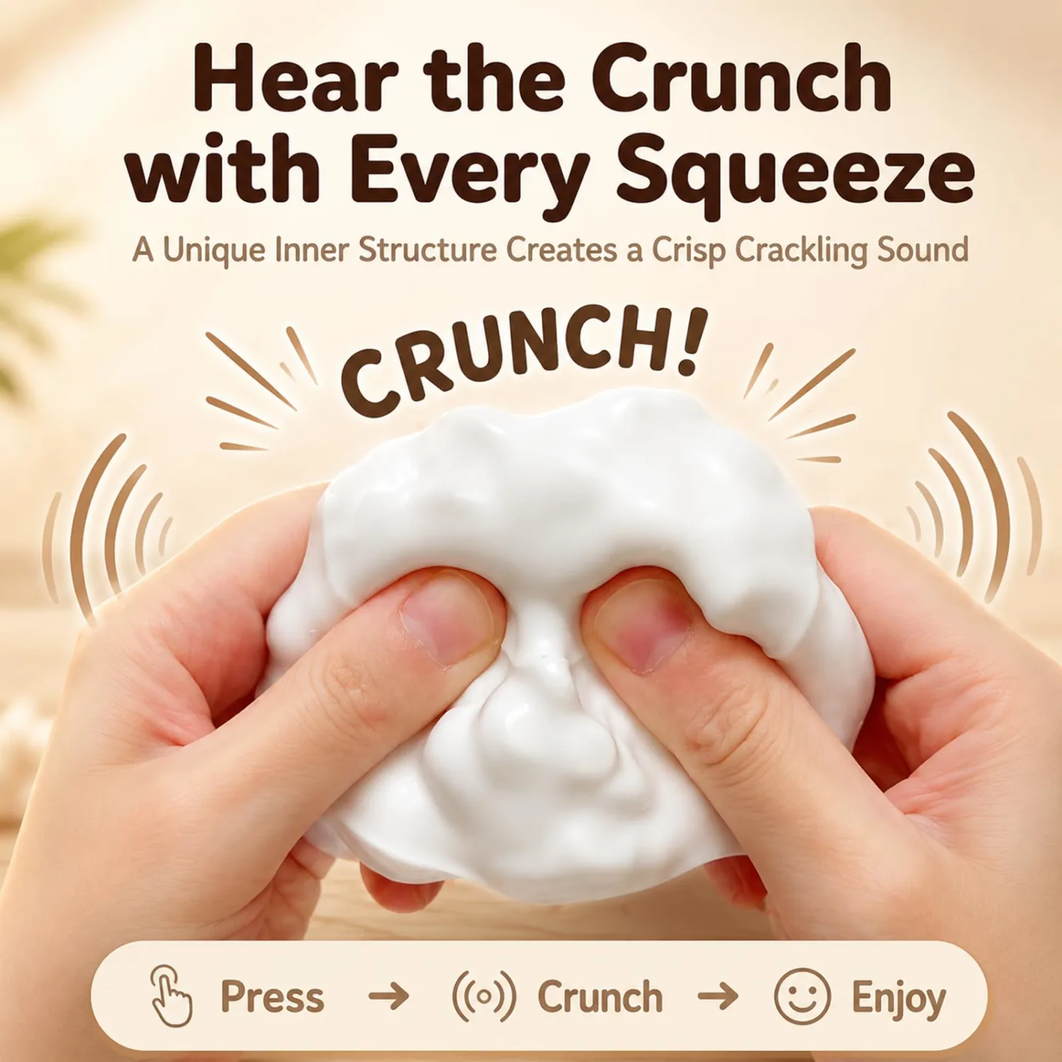 Crunchy Tofu Squishy, Crispy Tofu Stress Ball for Adults，1 PCS