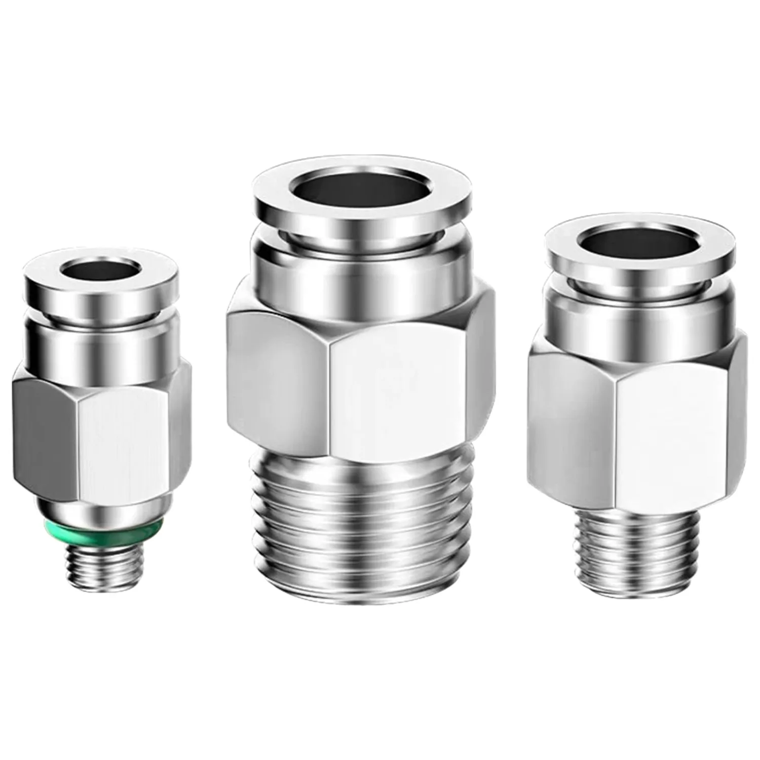 PNEUMATIC 304 Stainless Steel Male Straight 12mm Tube OD x 1/4 Inch NPT Thread Push to Connect Fittings (Pack of 2)
