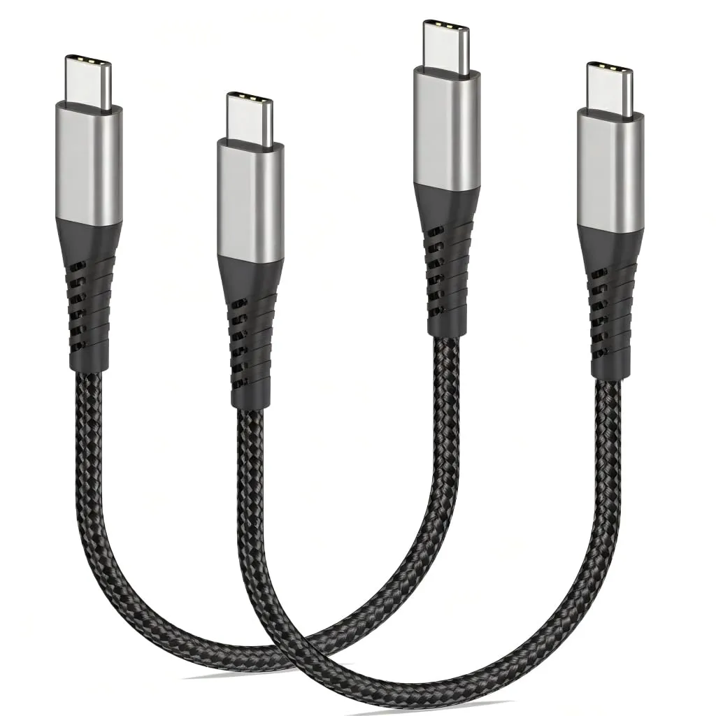 1ft Short USB C to USB C Cable, 2Pack Type C Fast Charging Cord for Car