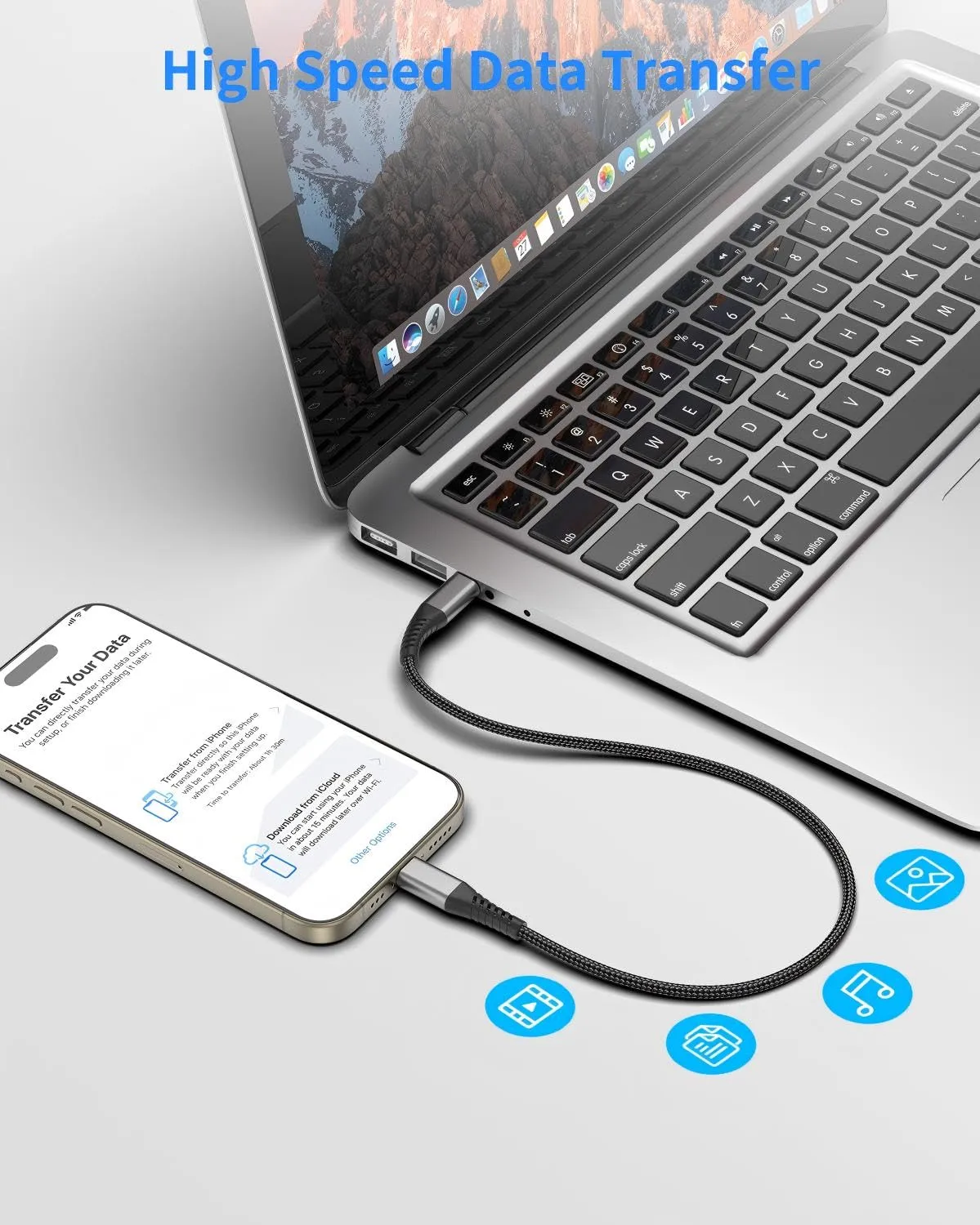 1ft Short USB C to USB C Cable, 2Pack Type C Fast Charging Cord for Car
