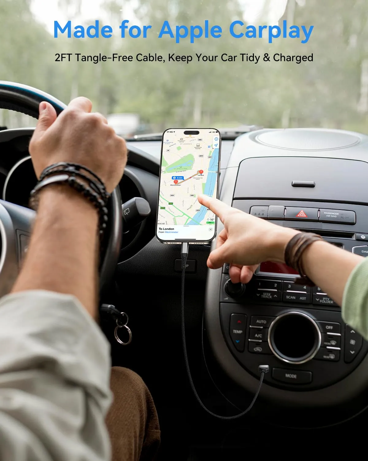 2FT USB C to USB C Cable,2Pack Type C to Type C Fast Charging Cable for Car
