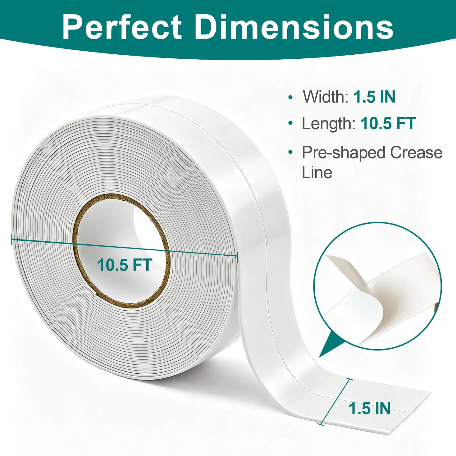 TOUSEA White 1.5"x10.5ft Self Adhesive Caulk Strip for Toilet, Tub, Kitchen