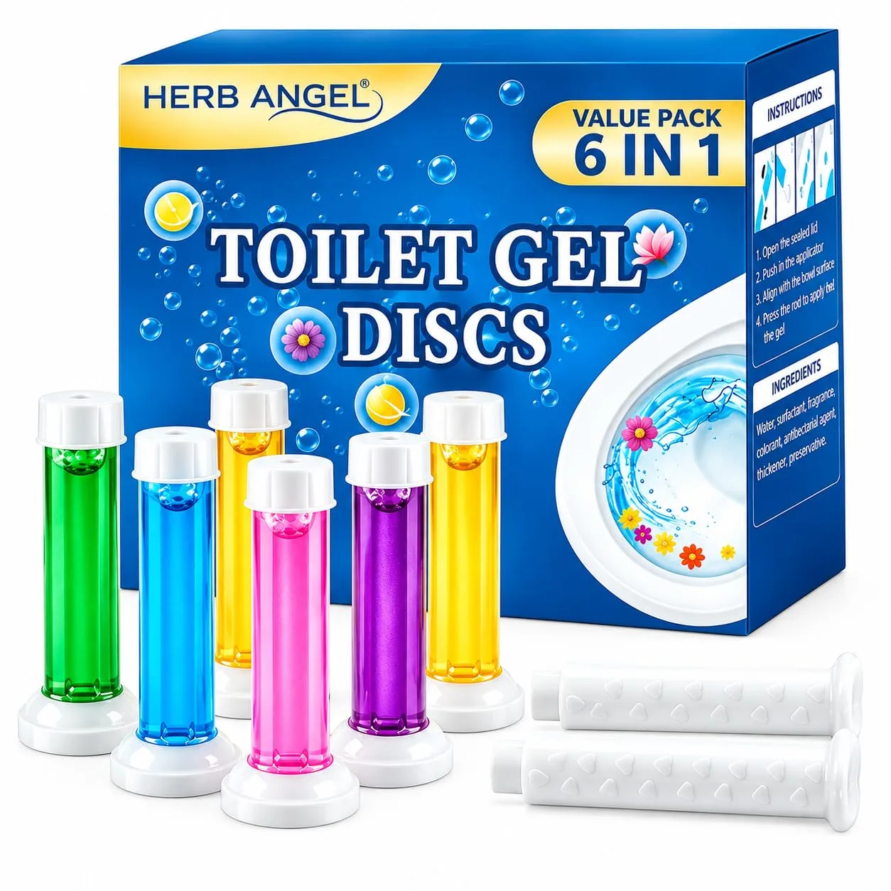 Toilet Gel Stamps, 6 Pack 84 Count Flower Shaped Toilet Bowl Cleaner Gel