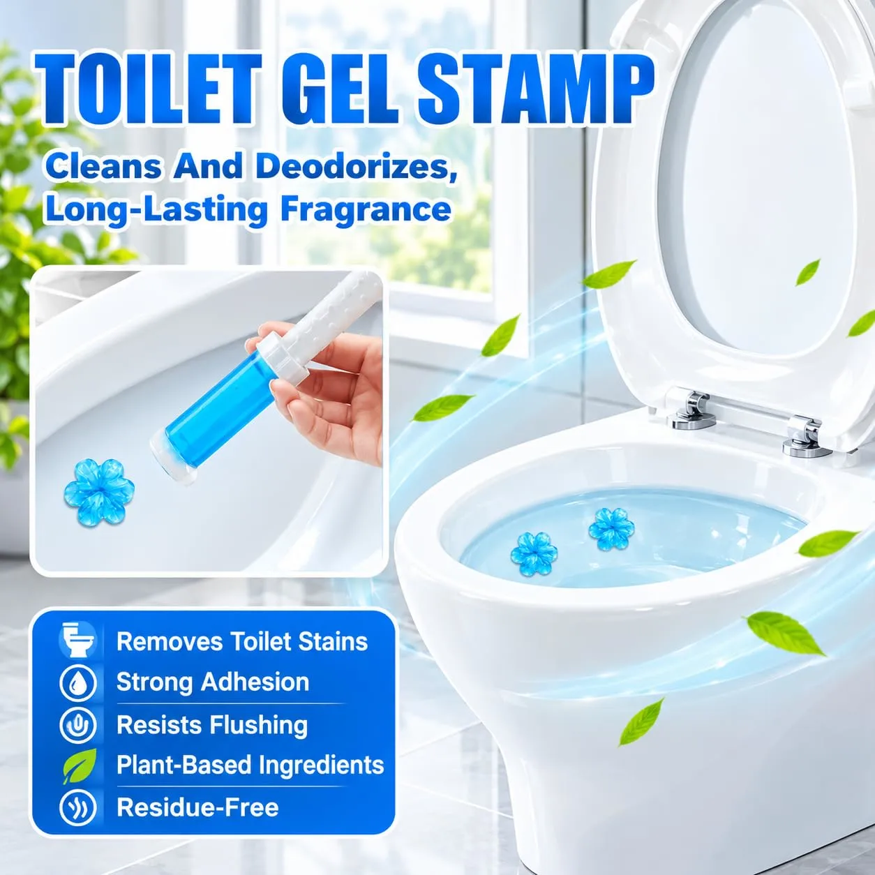 Toilet Gel Stamps, 6 Pack 84 Count Flower Shaped Toilet Bowl Cleaner Gel