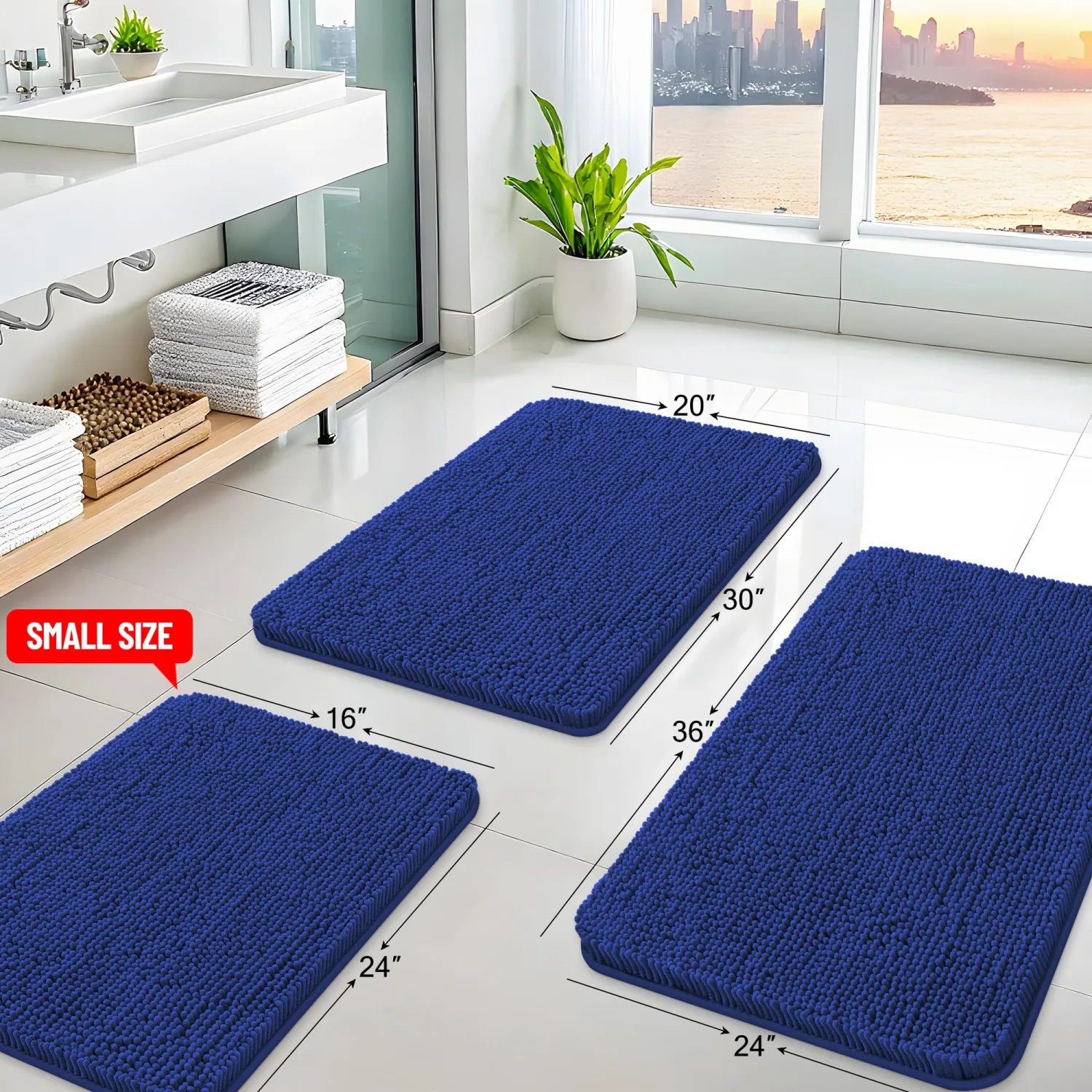 Arotive Bathroom Rugs 24x16, Soft Absorbent Shaggy Chenille Bath Rugs