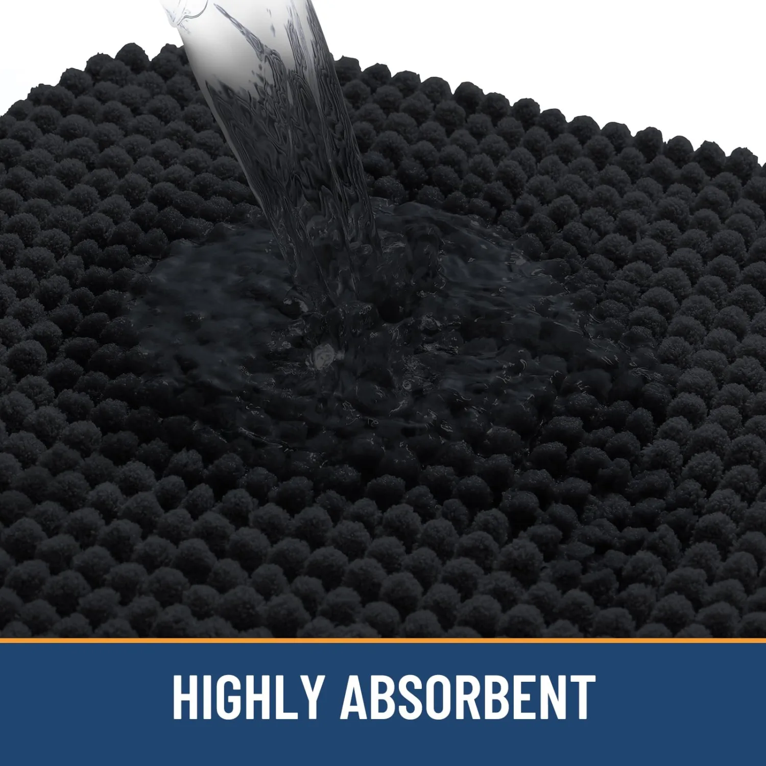 Arotive Chenille Bathroom Rugs 24x16, Soft Absorbent Bath Mat, Black