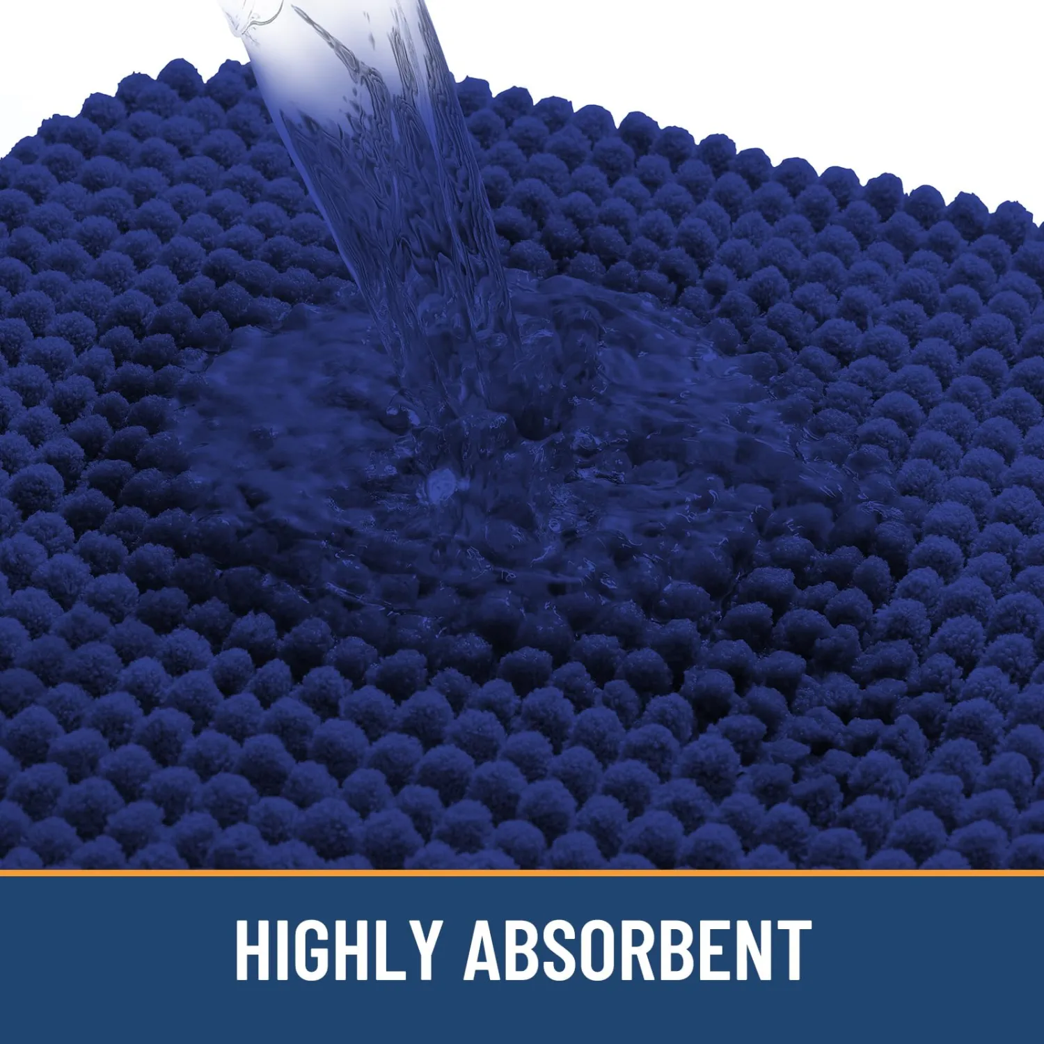 Arotive Chenille Bathroom Rugs 24x16, Soft Absorbent Bath Mat, Navy